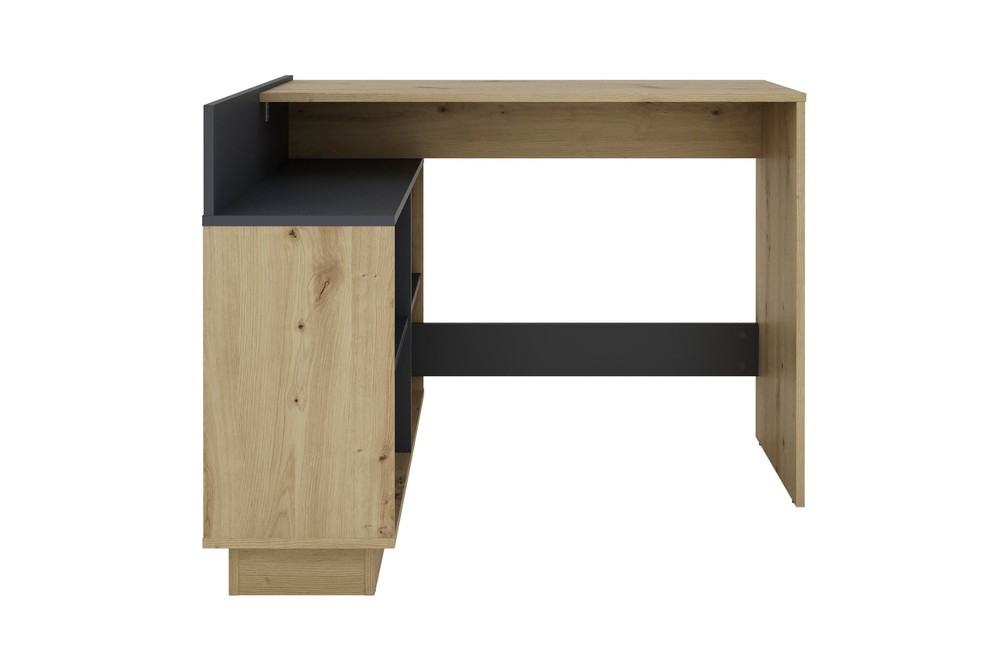 Schreibtisch BERNI / Gaming-Tisch in weiß oder Artisan Eiche (Eiche-Optik) mit graphit / Mit viel Stauraum und großer Tischplatte / Computer-Tisch / PC / Arbeits-Tisch / rechts-links montierbar / B 102, H 77,5, T 80 cm