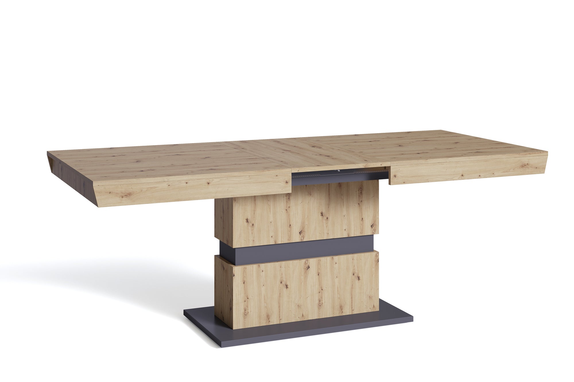 Esszimmertisch MATTHEW / Küchen-Tisch 160 cm mit Auszugsfunktion auf 215 cm / Auszugstisch Artisan Eiche, Light Atelier oder Old Wood / Esstisch ausziehbar mit Einlegeplatte / 160-215 x 90, H 75 cm