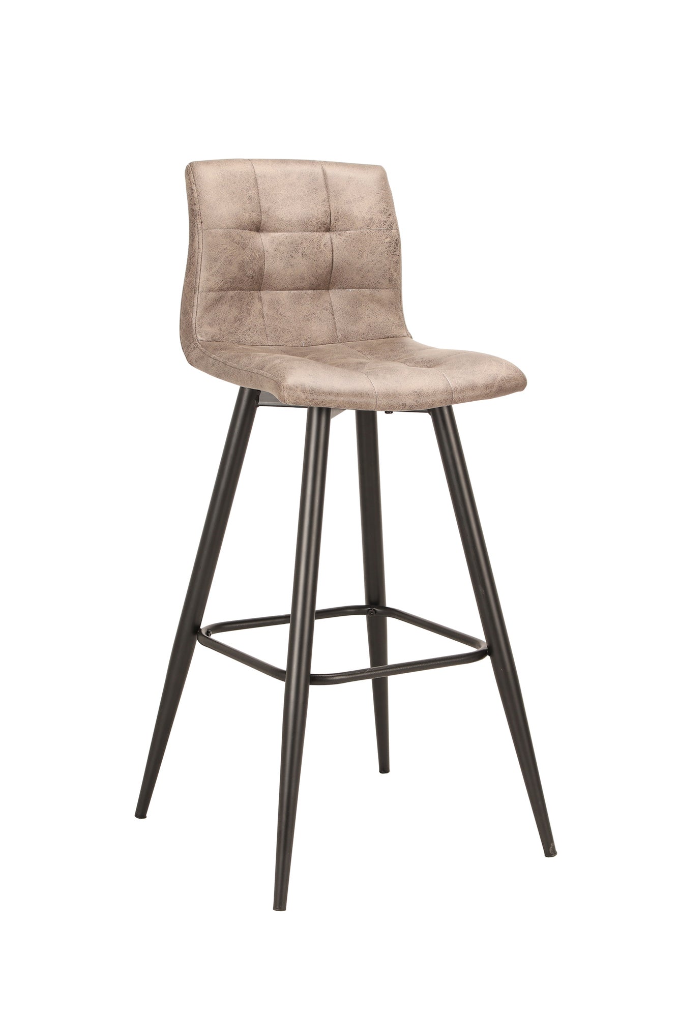 Barhocker SIMONE / Moderner Barhocker in Vintage braun oder Webstoff anthrazit / mit Rückenlehne / Gestell pulverbeschichtet in schwarz / B 42, H 103, T 51 cm