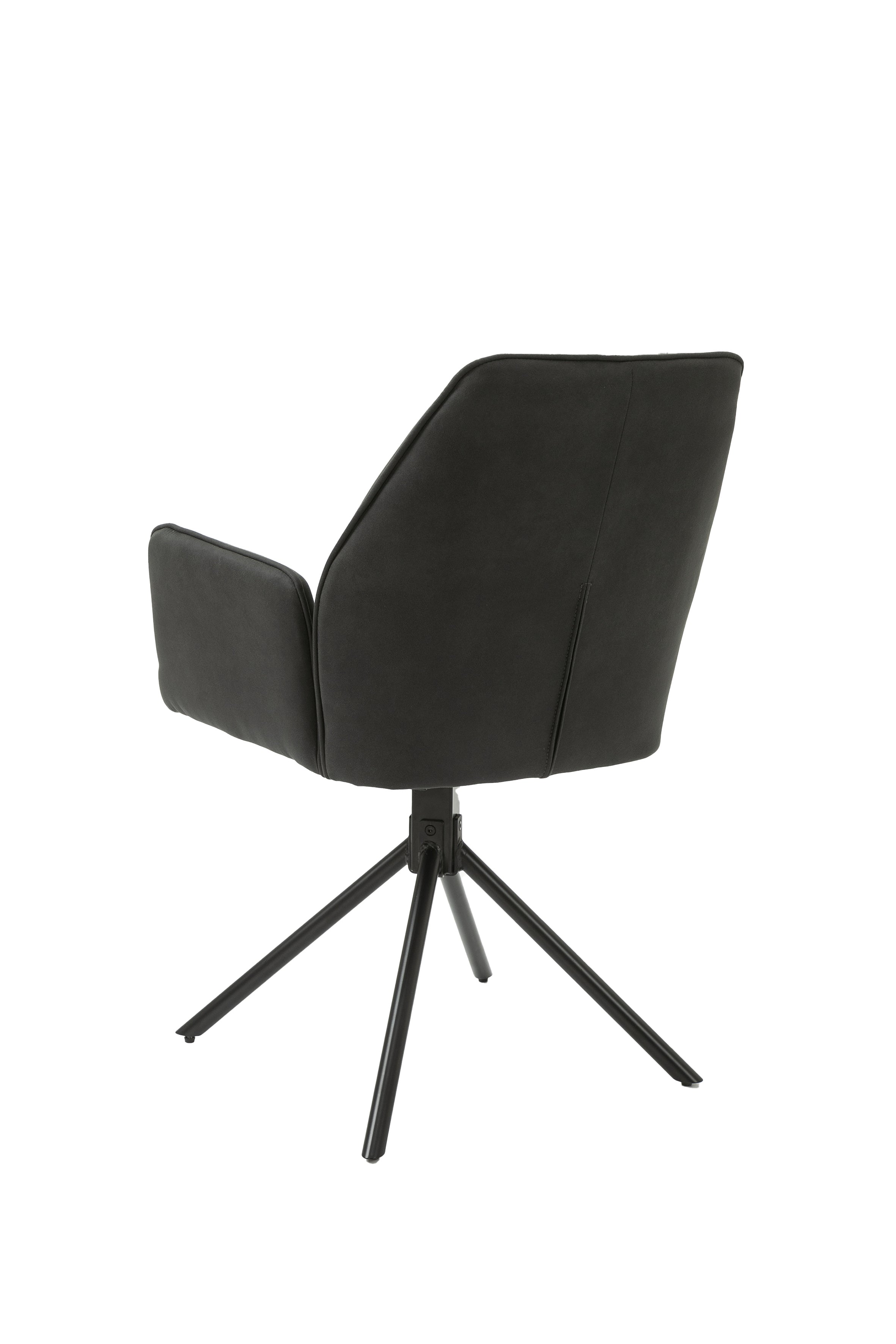 Esszimmerstuhl 2er Set Blair / Microfaser in schwarz, Samt in anthrazit oder Webstoff in hellgrau / Gestell Metall schwarz / Sitzschale 360° drehbar / Esszimmerstuhl / Wohnzimmerstuhl / B 57, H 89, T 61 cm