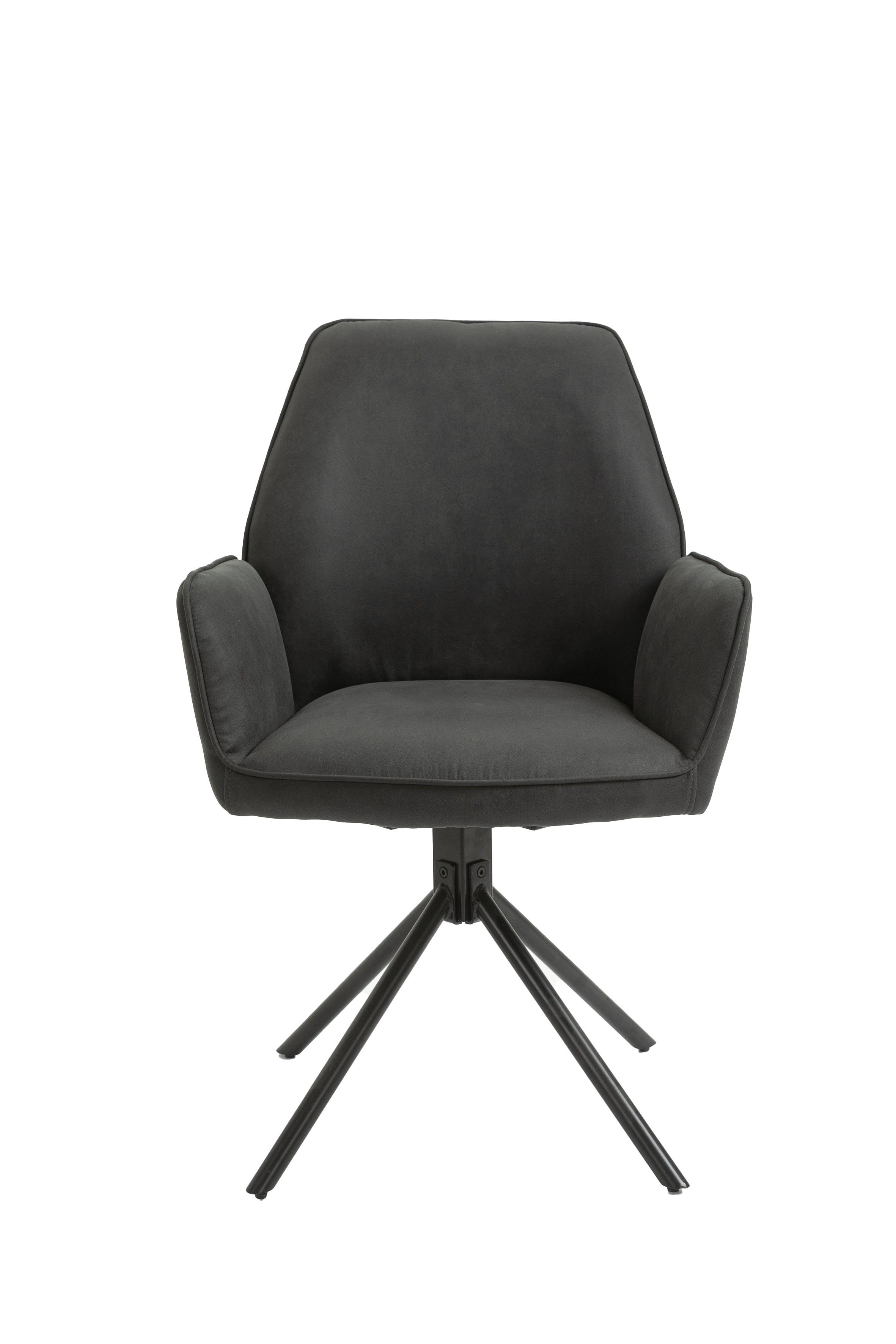 Esszimmerstuhl 2er Set Blair / Microfaser in schwarz, Samt in anthrazit oder Webstoff in hellgrau / Gestell Metall schwarz / Sitzschale 360° drehbar / Esszimmerstuhl / Wohnzimmerstuhl / B 57, H 89, T 61 cm