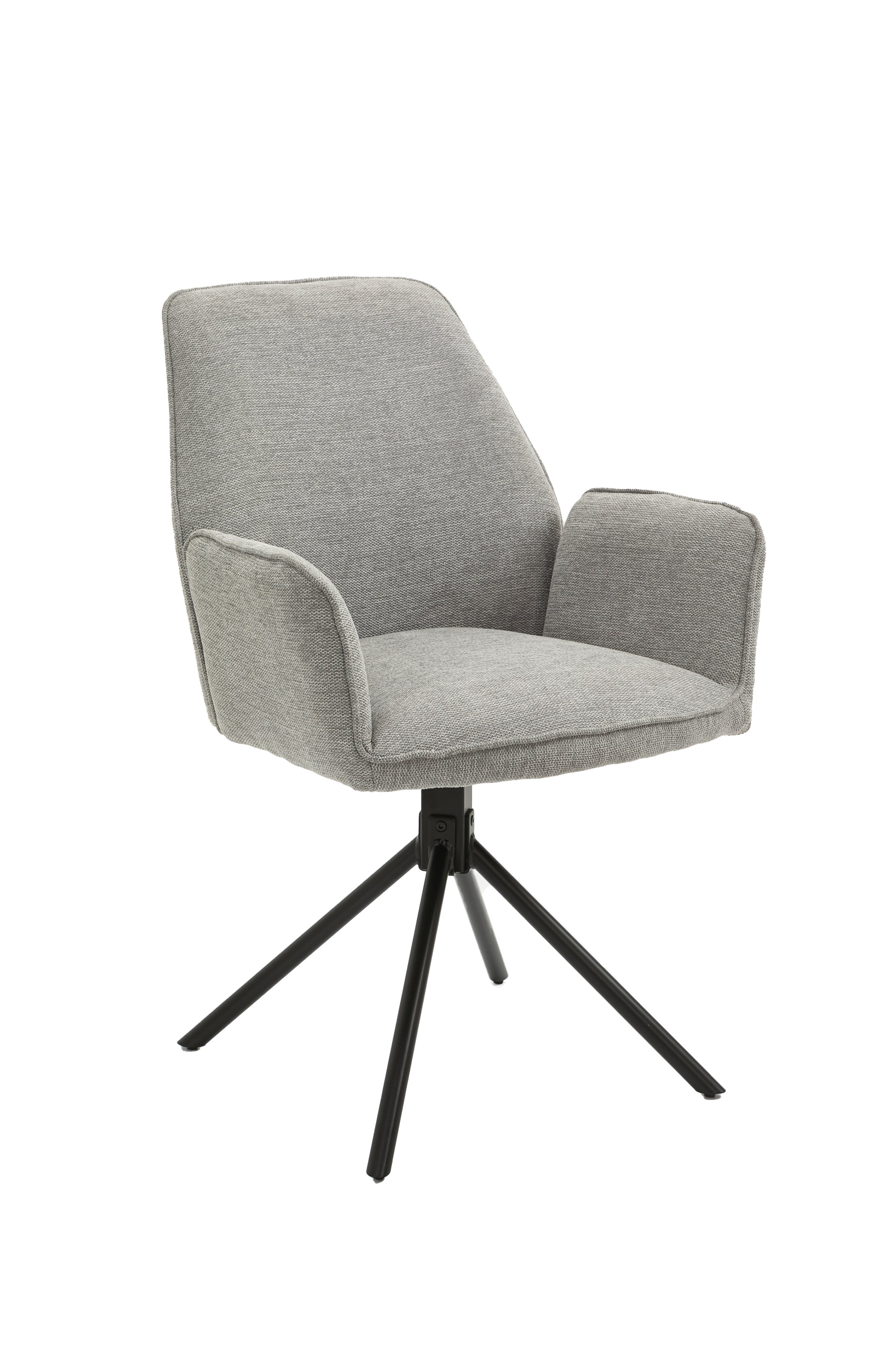 Esszimmerstuhl 2er Set Blair / Microfaser in schwarz, Samt in anthrazit oder Webstoff in hellgrau / Gestell Metall schwarz / Sitzschale 360° drehbar / Esszimmerstuhl / Wohnzimmerstuhl / B 57, H 89, T 61 cm