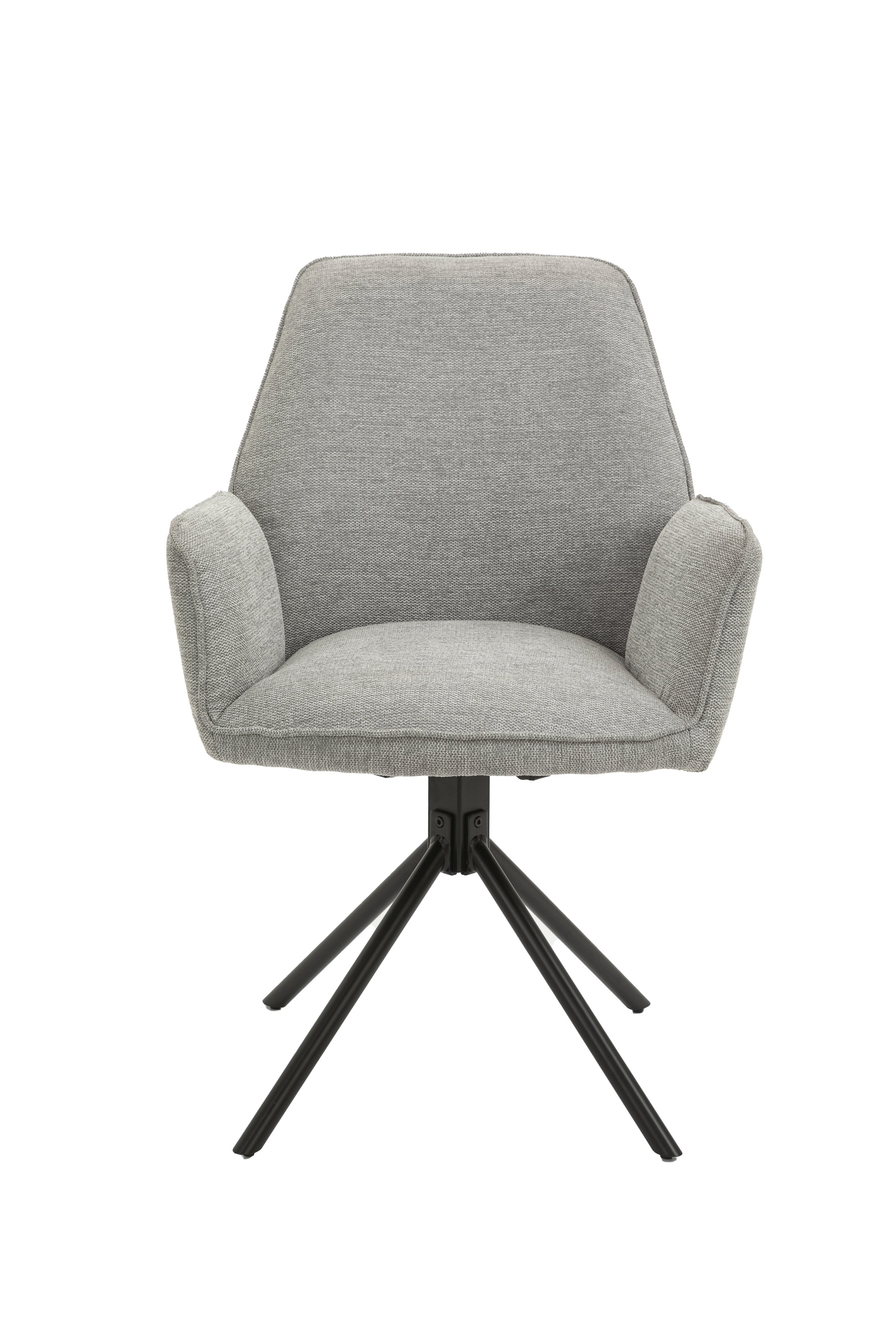 Esszimmerstuhl 2er Set Blair / Microfaser in schwarz, Samt in anthrazit oder Webstoff in hellgrau / Gestell Metall schwarz / Sitzschale 360° drehbar / Esszimmerstuhl / Wohnzimmerstuhl / B 57, H 89, T 61 cm