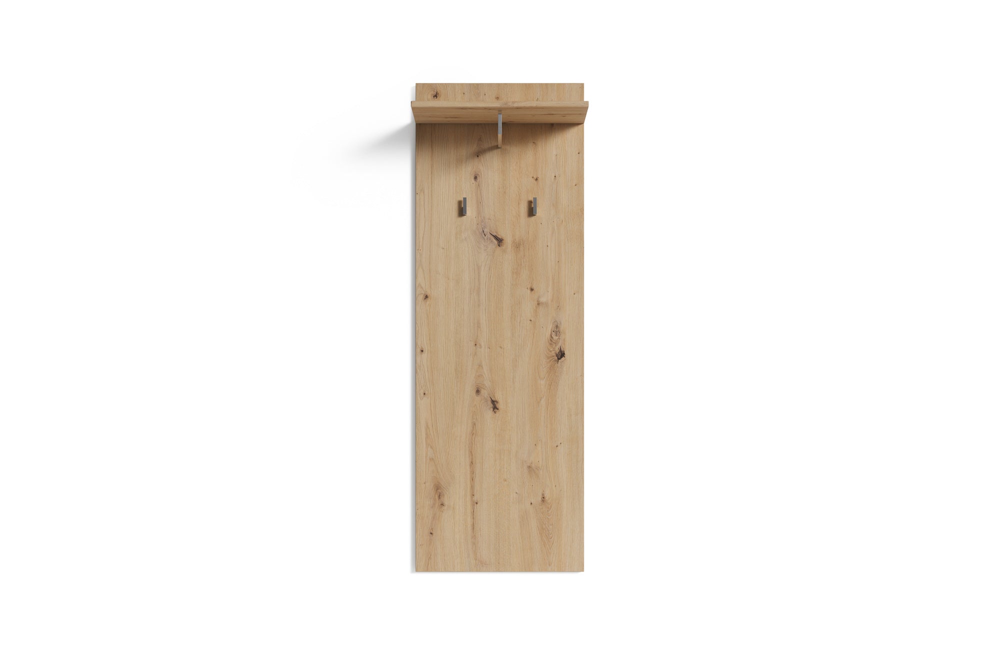 Wandpaneel JAKOB / Garderoben-Paneel in Artisan Eiche (Eiche-Optik), weiß oder Old Wood (Altholz-Optik) mit Melamin-Beschichtung / Kleiderstange, 2 Haken und Regal / Platzsparende Wandgarderobe / Garderoben-Set / B 48, H 140, T 28 cm