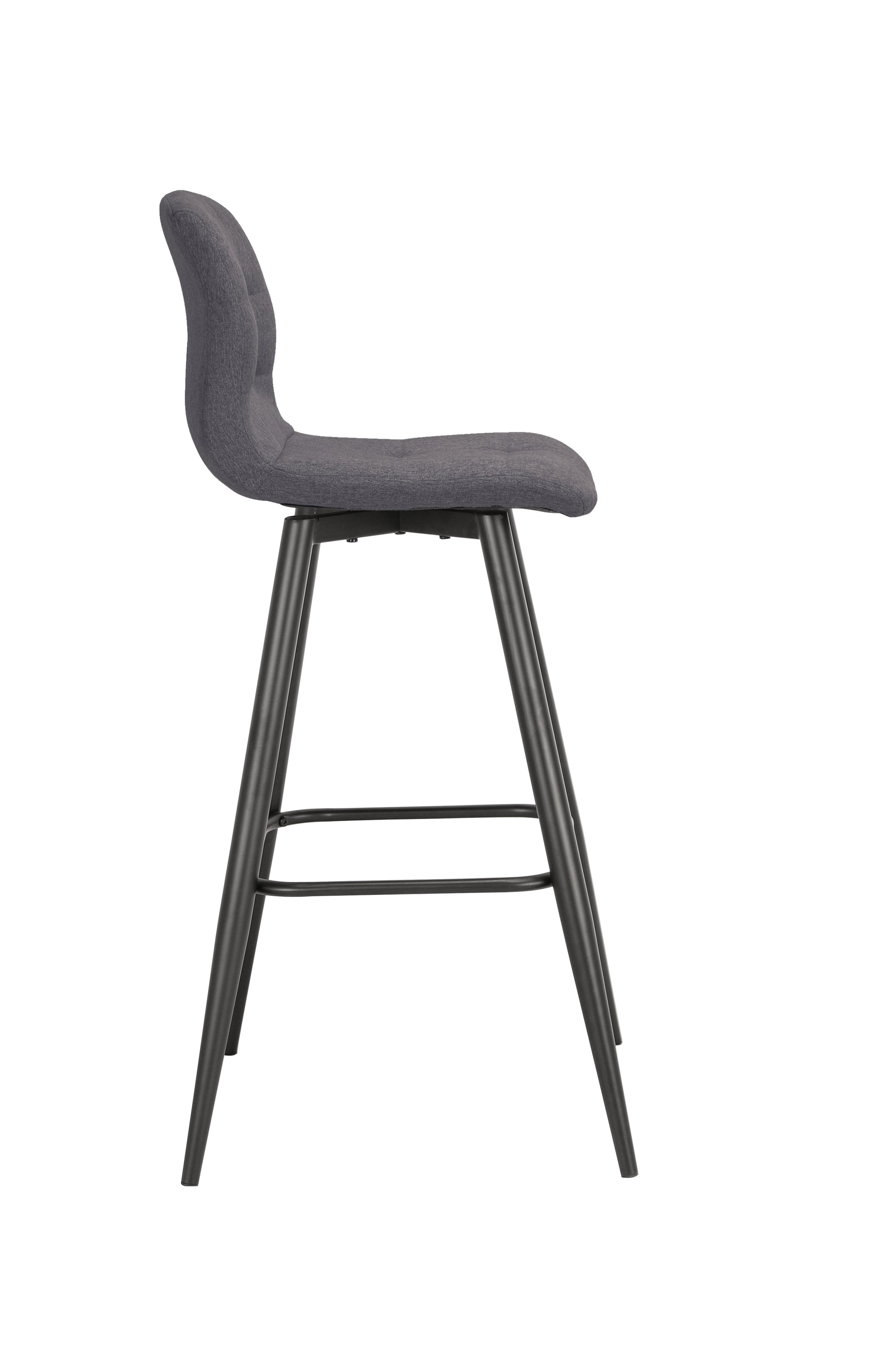 Barhocker SIMONE / Moderner Barhocker in Vintage braun oder Webstoff anthrazit / mit Rückenlehne / Gestell pulverbeschichtet in schwarz / B 42, H 103, T 51 cm