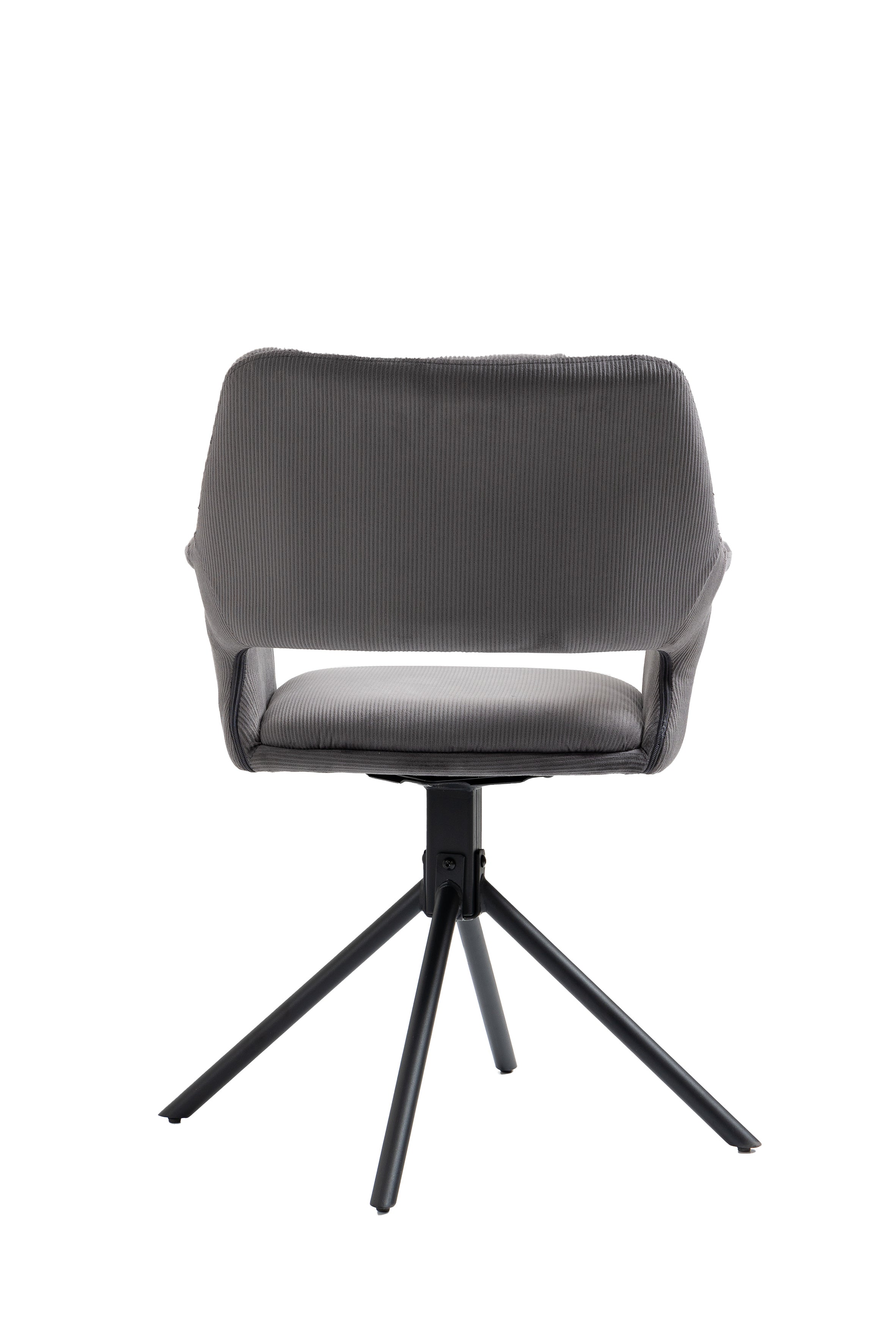 Esszimmerstuhl 2er Set Eleonore / Webstoff grau, Cord hellgrau, Bouclé dunkelgrau oder Samt anthrazit / Gestell Metall schwarz / Sitzschale 360° drehbar / Esszimmerstuhl / Wohnzimmerstuhl / B 57, H 84, T 61, cm