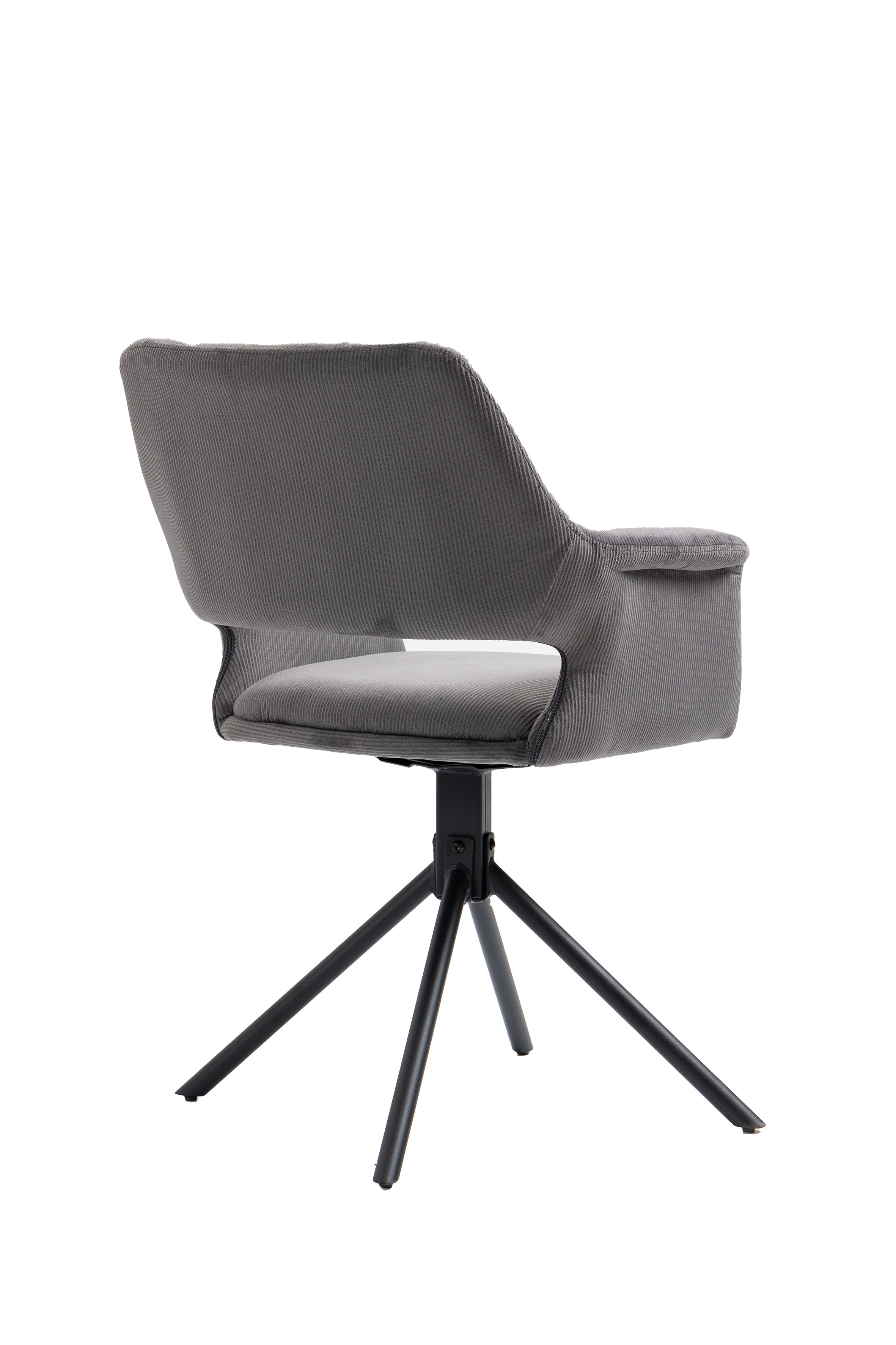 Esszimmerstuhl 2er Set Eleonore / Webstoff grau, Cord hellgrau, Bouclé dunkelgrau oder Samt anthrazit / Gestell Metall schwarz / Sitzschale 360° drehbar / Esszimmerstuhl / Wohnzimmerstuhl / B 57, H 84, T 61, cm