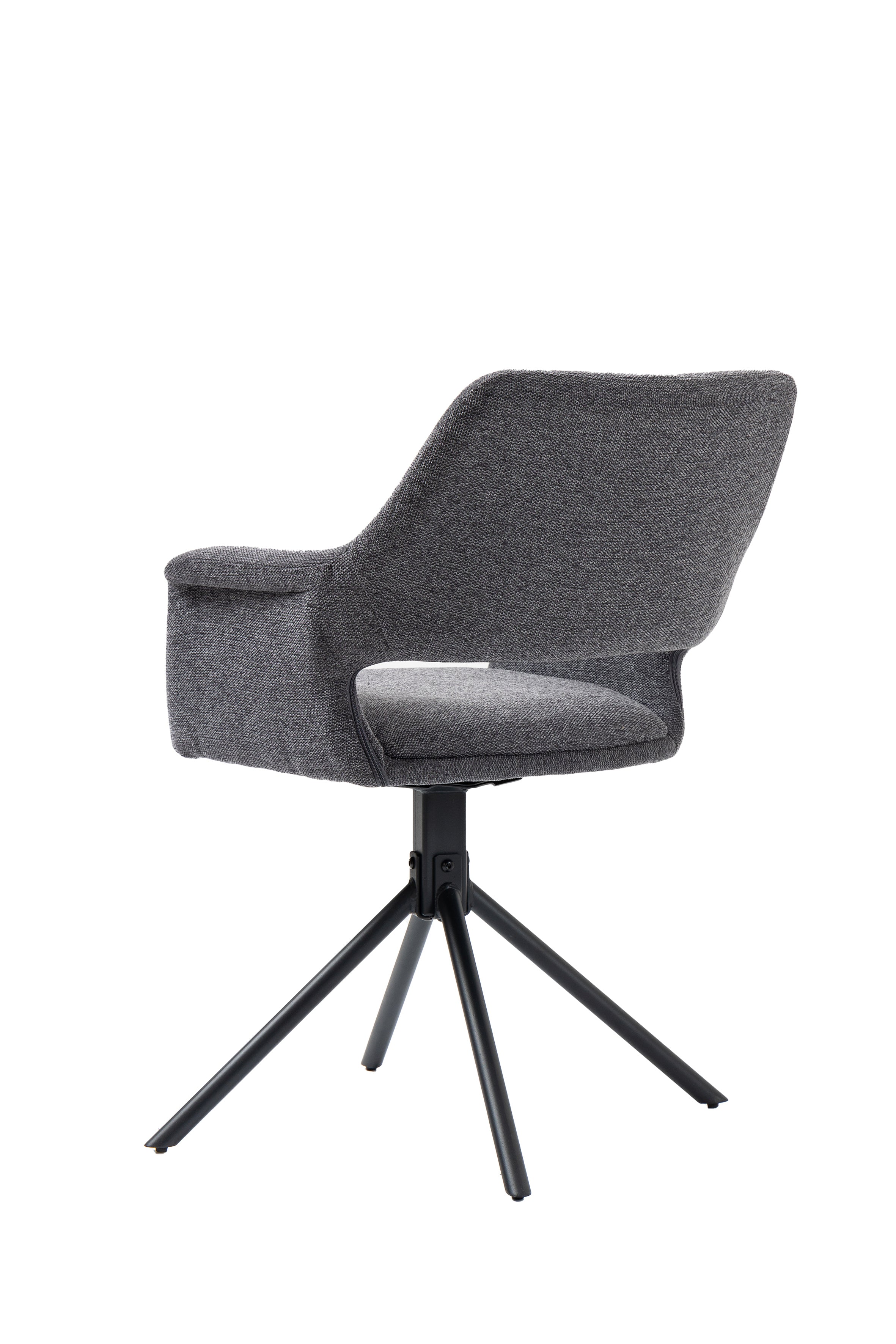 Esszimmerstuhl 2er Set Eleonore / Webstoff grau, Cord hellgrau, Bouclé dunkelgrau oder Samt anthrazit / Gestell Metall schwarz / Sitzschale 360° drehbar / Esszimmerstuhl / Wohnzimmerstuhl / B 57, H 84, T 61, cm