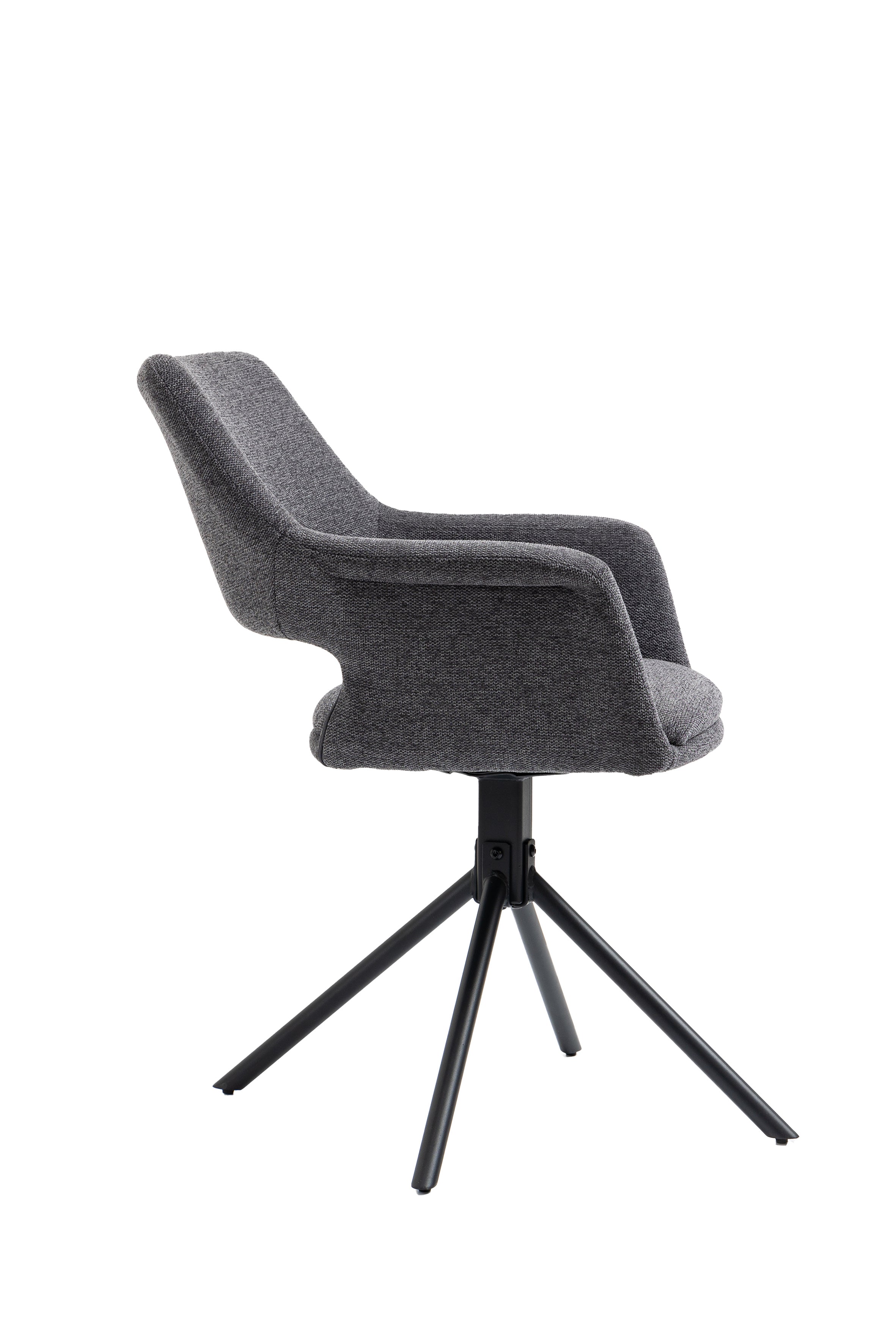 Esszimmerstuhl 2er Set Eleonore / Webstoff grau, Cord hellgrau, Bouclé dunkelgrau oder Samt anthrazit / Gestell Metall schwarz / Sitzschale 360° drehbar / Esszimmerstuhl / Wohnzimmerstuhl / B 57, H 84, T 61, cm