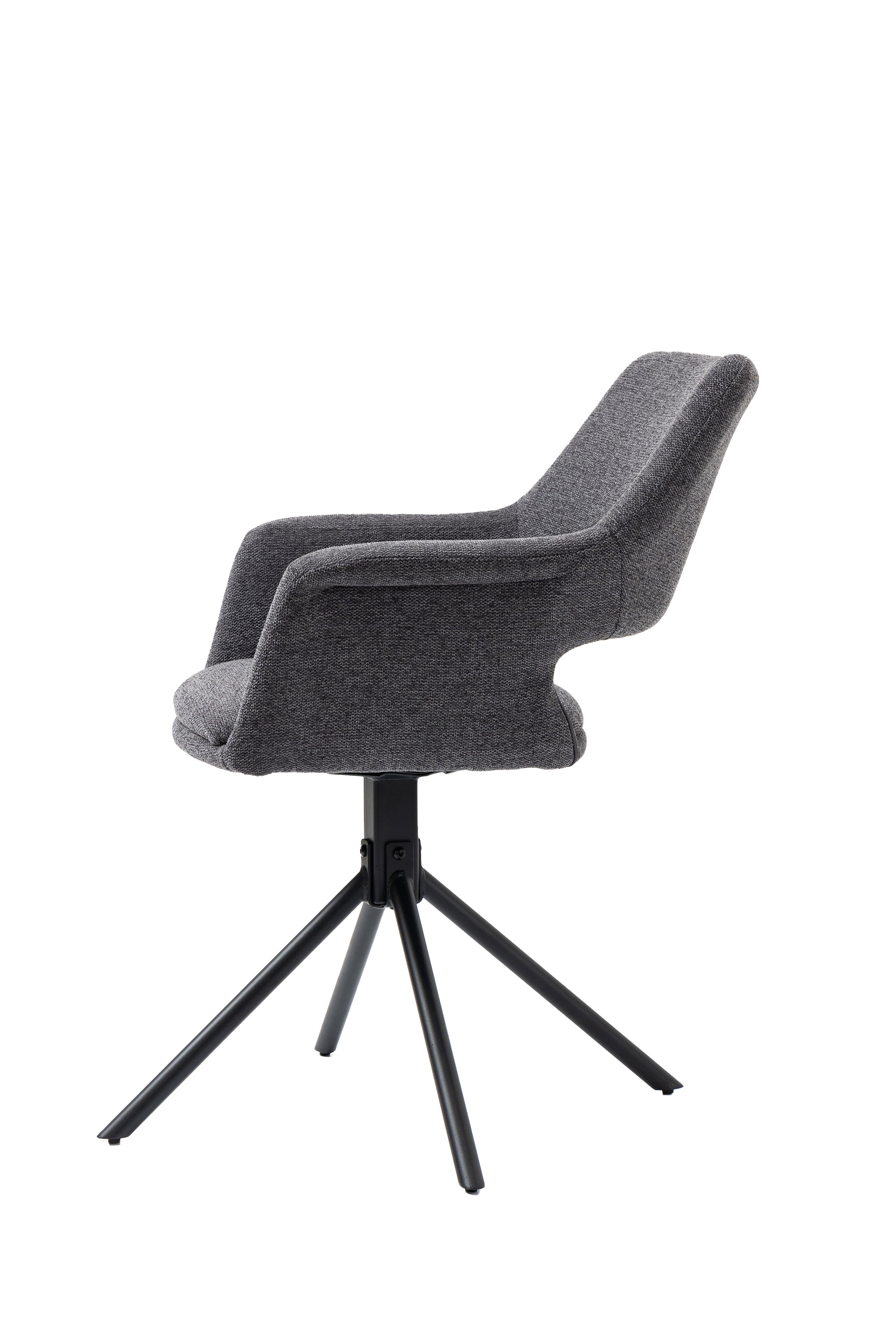 Esszimmerstuhl 2er Set Eleonore / Webstoff grau, Cord hellgrau, Bouclé dunkelgrau oder Samt anthrazit / Gestell Metall schwarz / Sitzschale 360° drehbar / Esszimmerstuhl / Wohnzimmerstuhl / B 57, H 84, T 61, cm
