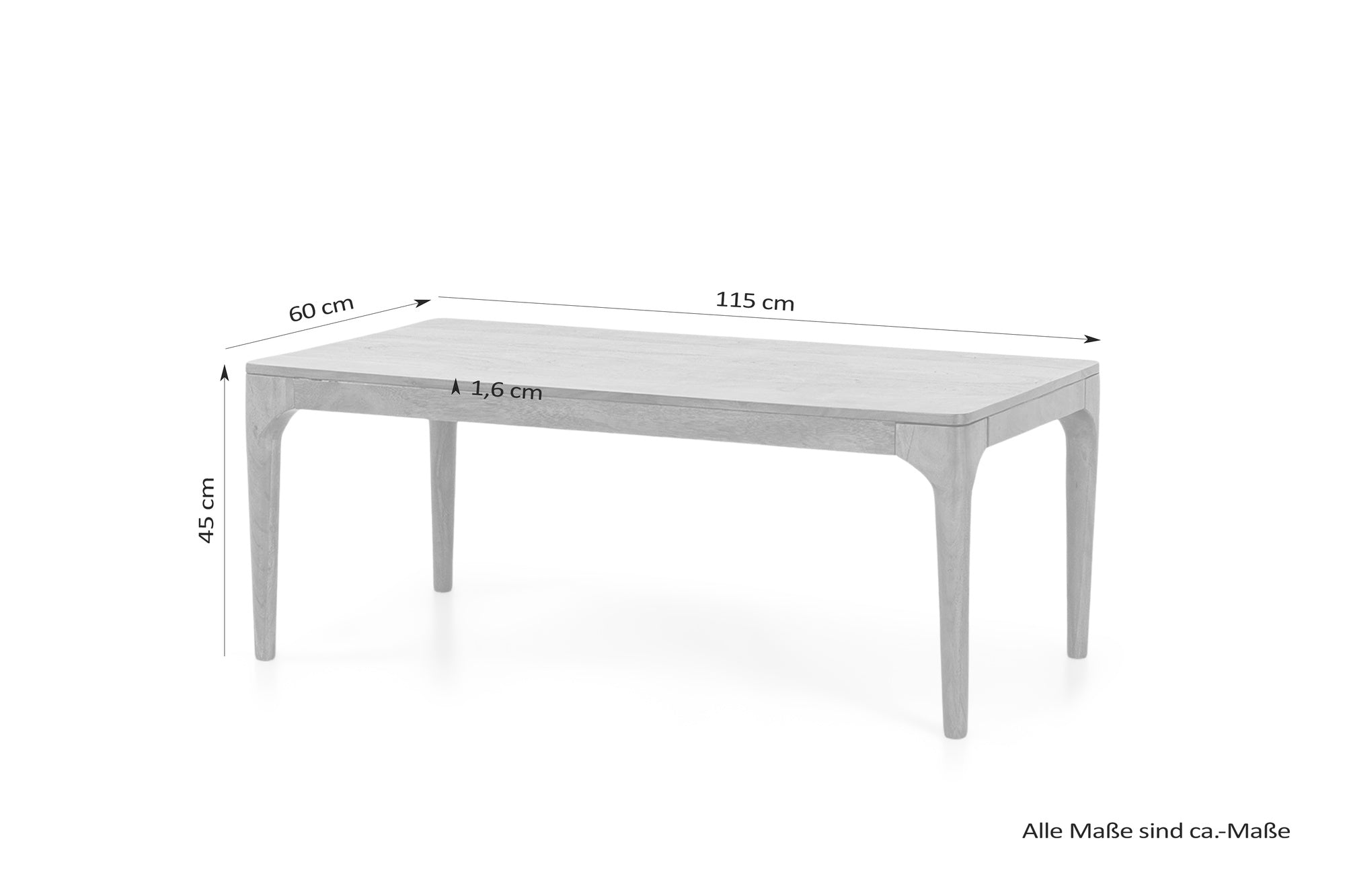 Couchtisch BOSSE / Akazie braun lackiert / natürlicher Charakter / B 60, H 45, T 60 cm oder B 115, H 45, T 60 cm