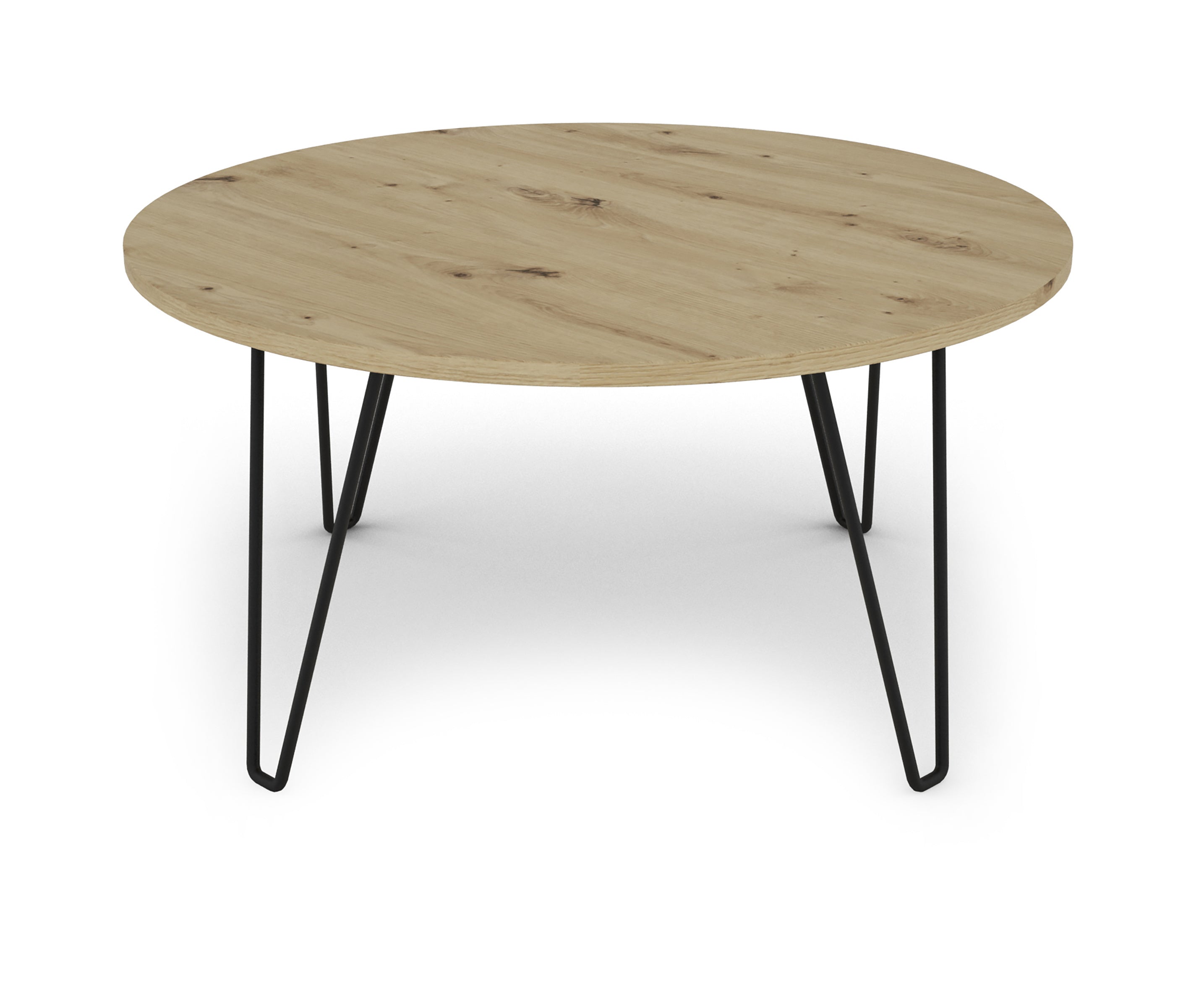 Couchtisch FLAIR / Melamin Artisan Eiche (Eiche-Optik) oder Old Wood (Altholz-Optik), Metall schwarz / D 80, H 40 cm