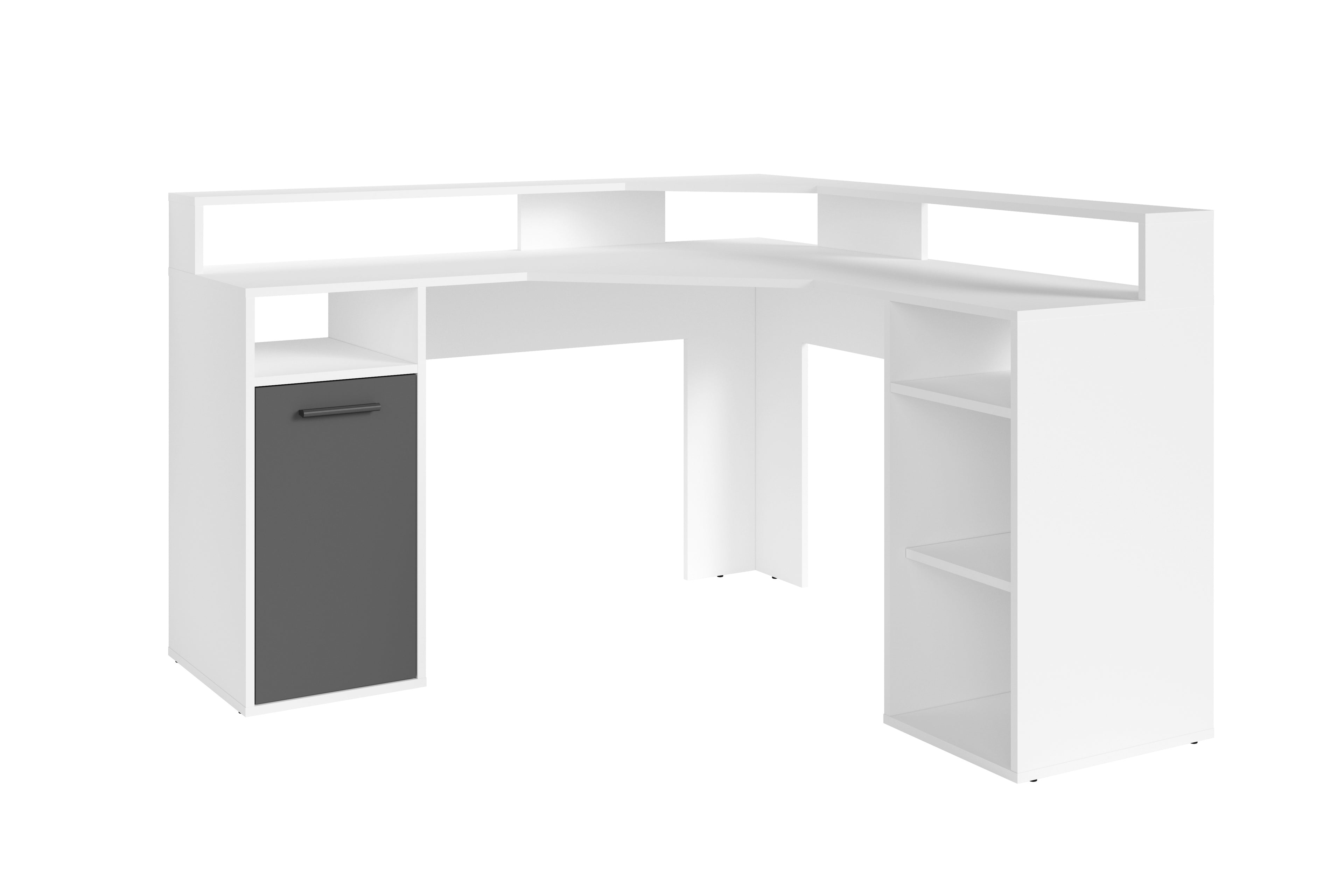 Schreibtisch FOX / Gaming-Tisch in anthrazit, weiß, Old Wood (Altholz-Optik) oder Artisan Eiche (Eiche-Optik) / Mit viel Stauraum und großer Tischplatte / Computer-Tisch / PC / Arbeits-Tisch / B 139, H 90,8, T 139 cm