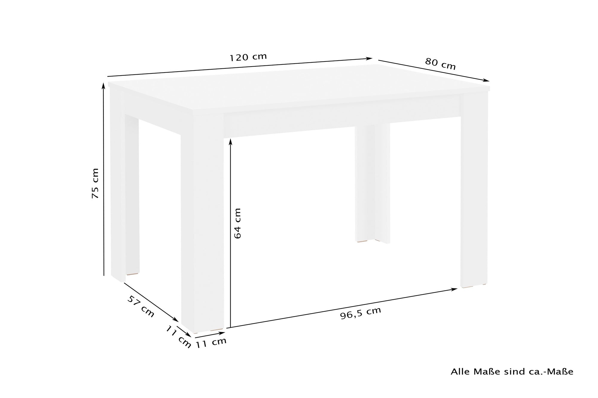 Esstisch Nepal / Moderner Küchentisch in Sonoma Eiche (Eiche-Optik), weiß oder Light Atelier (Beton-Optik) / Platzsparender Tisch / 80 x 80, H 75, 90 x 90, H 75, 120 x 80, H 75 oder 140 x 80, H 75 cm