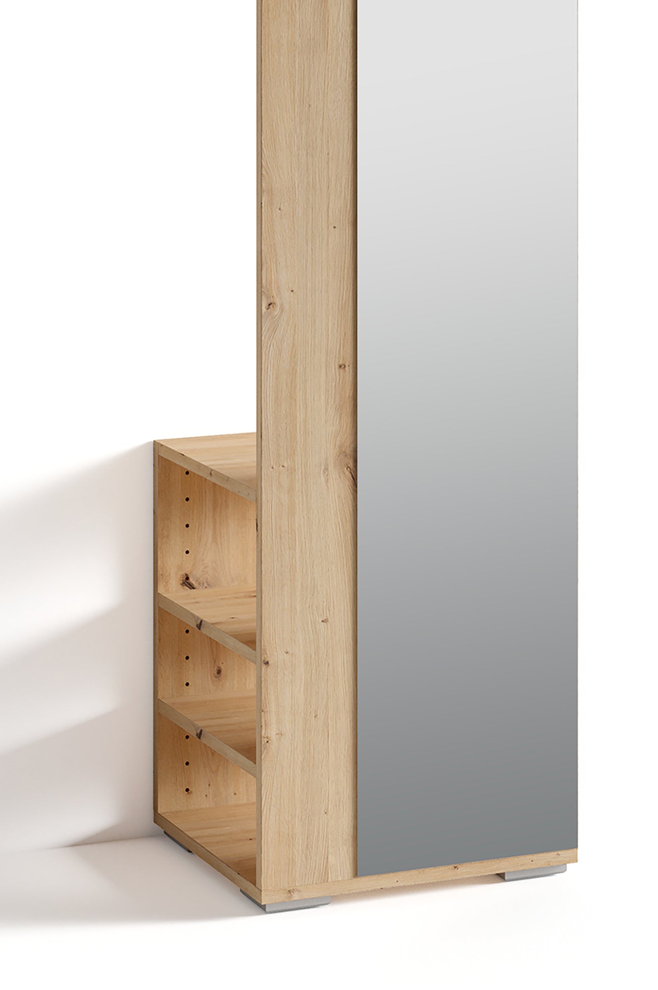Flurgarderobe BEN / Garderobe Artisan Eiche (Eiche-Optik), Old Wood (Altholz-Optik), weiß oder anthrazit / mit Spiegel / Spiegelschrank für den Flur mit Kleiderstange und Ablage / B 40, H 184, T 35 cm