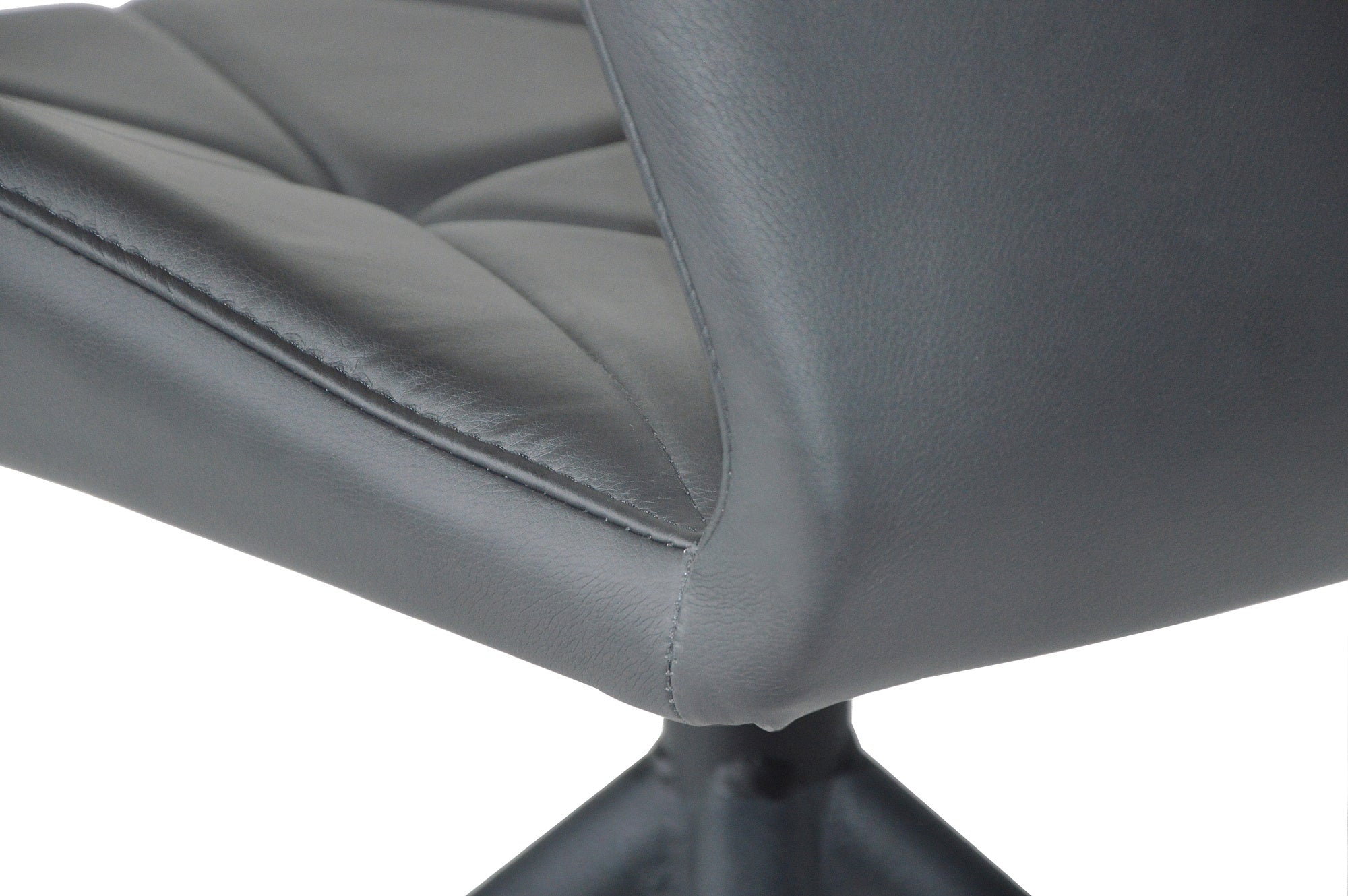 Esszimmerstuhl 2er Set IMKE / Kunstleder grau oder schwarz / Gestell Metall schwarz / Sitzschale 360° drehbar / Esszimmerstuhl / Diamanten-Steppung / B 52, H 90,5, T 62 cm