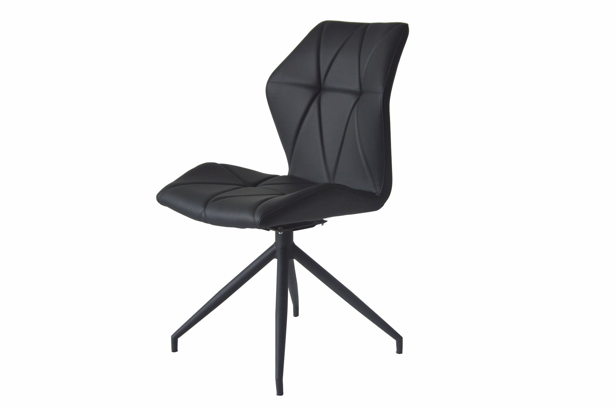 Esszimmerstuhl 2er Set IMKE / Kunstleder grau oder schwarz / Gestell Metall schwarz / Sitzschale 360° drehbar / Esszimmerstuhl / Diamanten-Steppung / B 52, H 90,5, T 62 cm