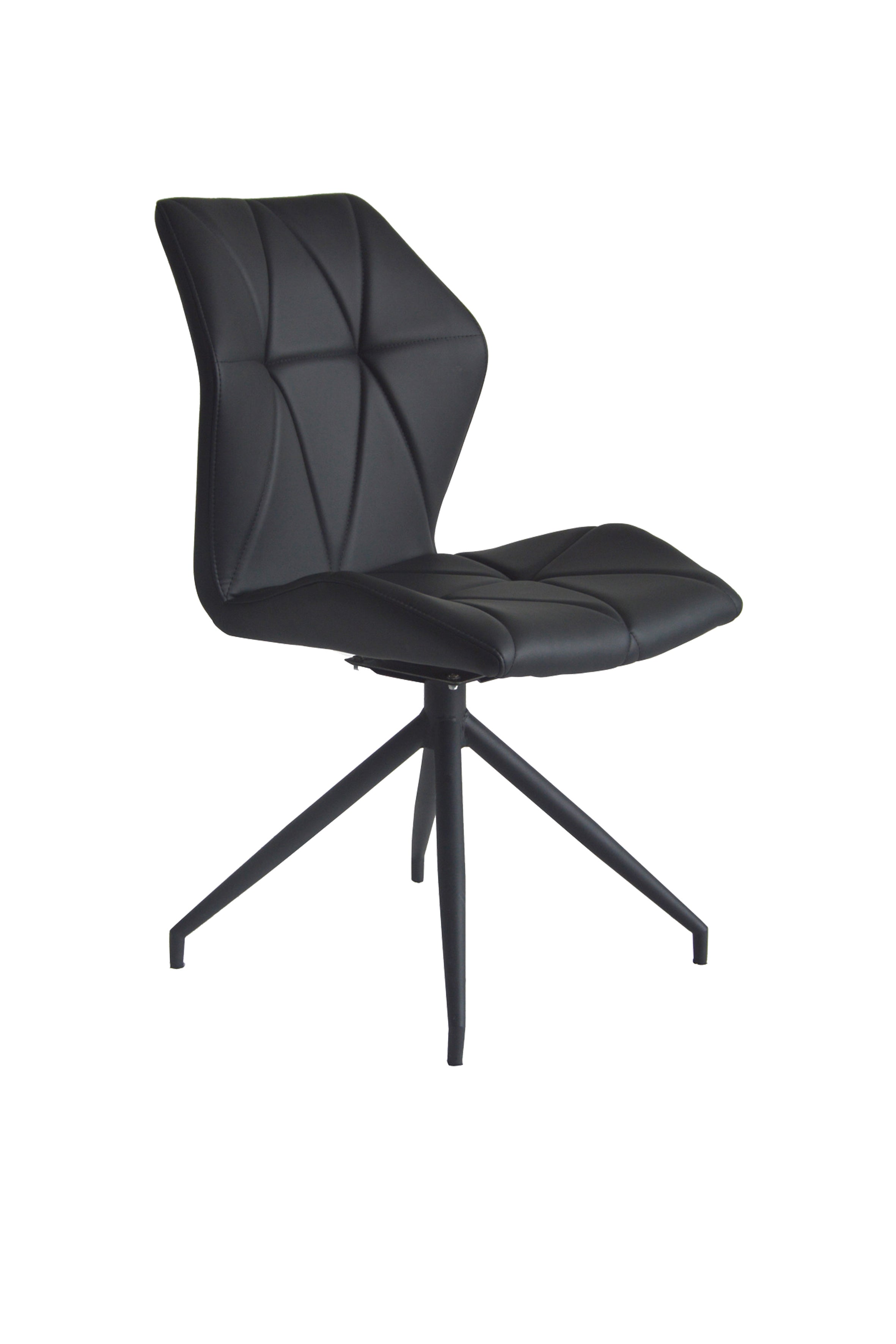 Esszimmerstuhl 2er Set IMKE / Kunstleder grau oder schwarz / Gestell Metall schwarz / Sitzschale 360° drehbar / Esszimmerstuhl / Diamanten-Steppung / B 52, H 90,5, T 62 cm