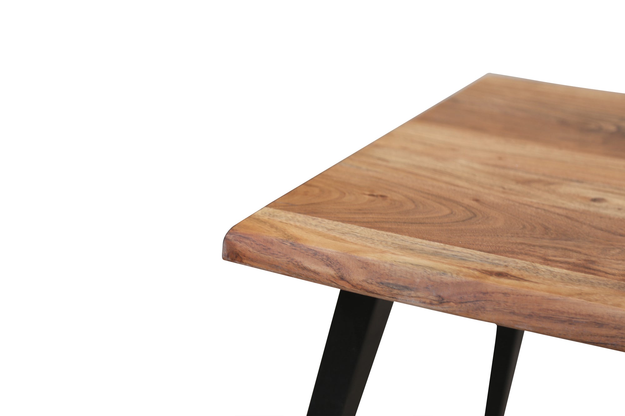 Couchtisch CADDY / Akazie natur, Metall schwarz / mit Baumkante / B 60, H 45, T 60 cm oder B 110, H 45, T 60 cm