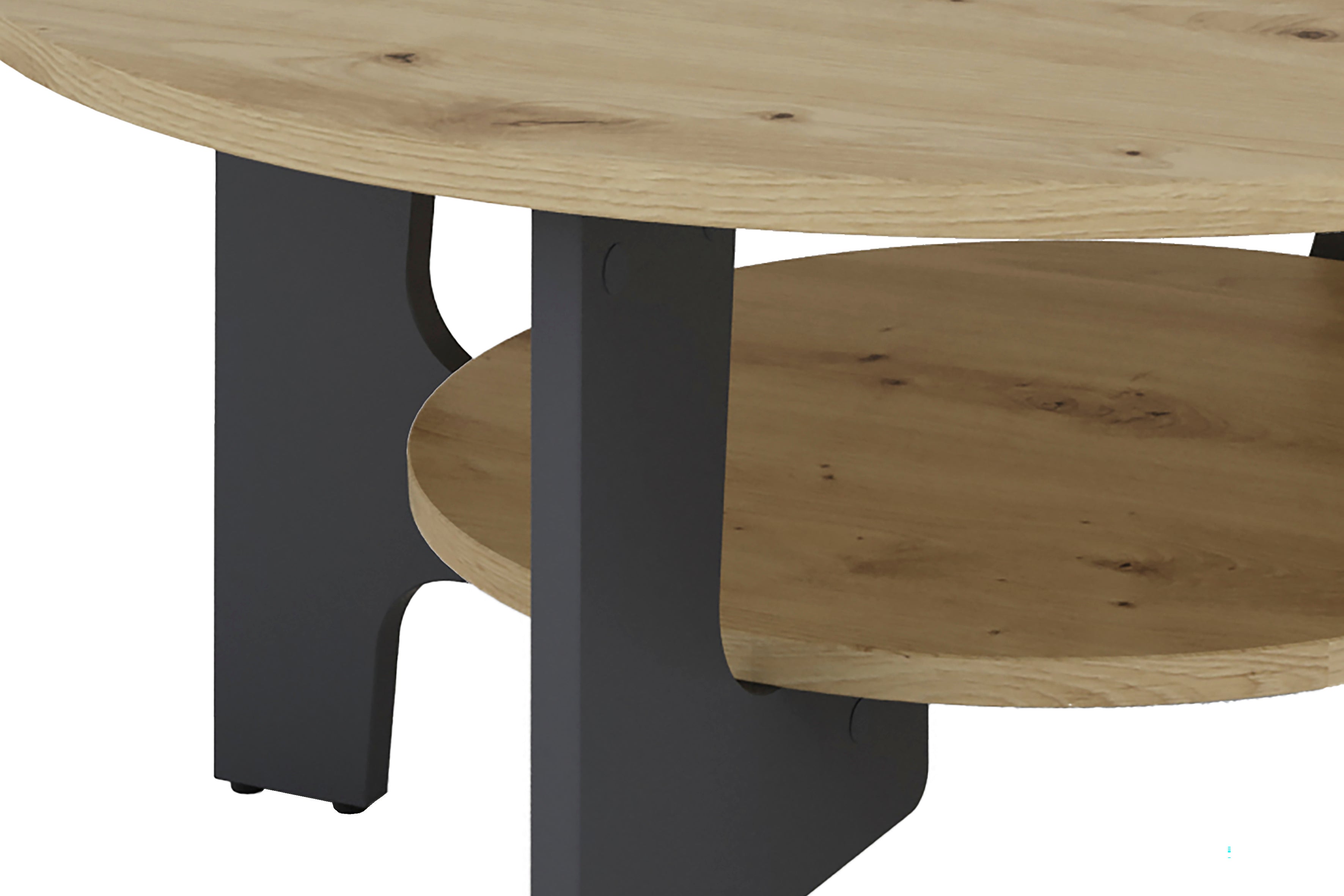 Couchtisch JONNY / Melamin anthrazit, weiß, Artisan Eiche (Eiche-Optik) oder Old Wood (Altholz-Optik) / D 80, H 42,5 cm / mit praktischem Ablageboden