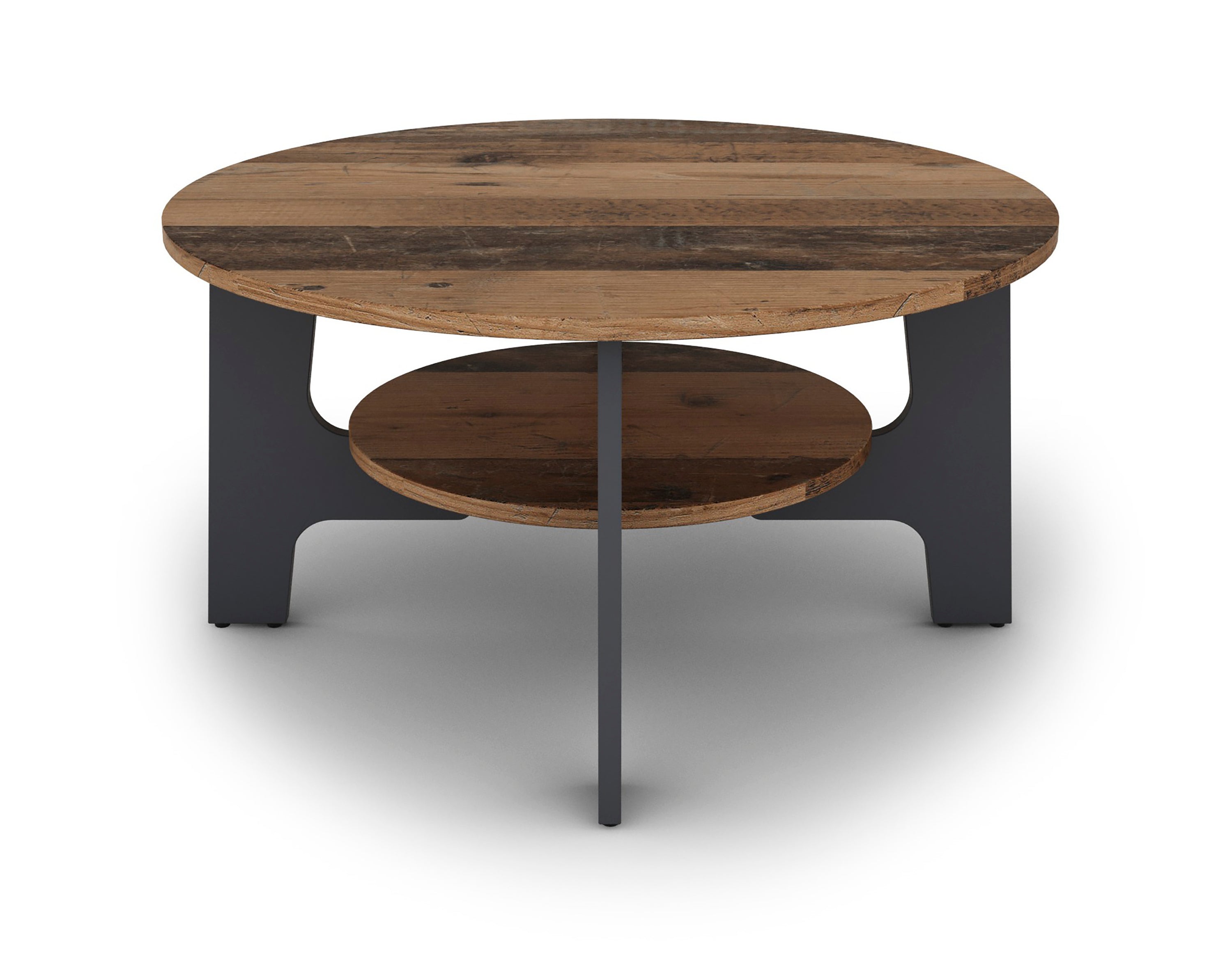 Couchtisch JONNY / Melamin anthrazit, weiß, Artisan Eiche (Eiche-Optik) oder Old Wood (Altholz-Optik) / D 80, H 42,5 cm / mit praktischem Ablageboden