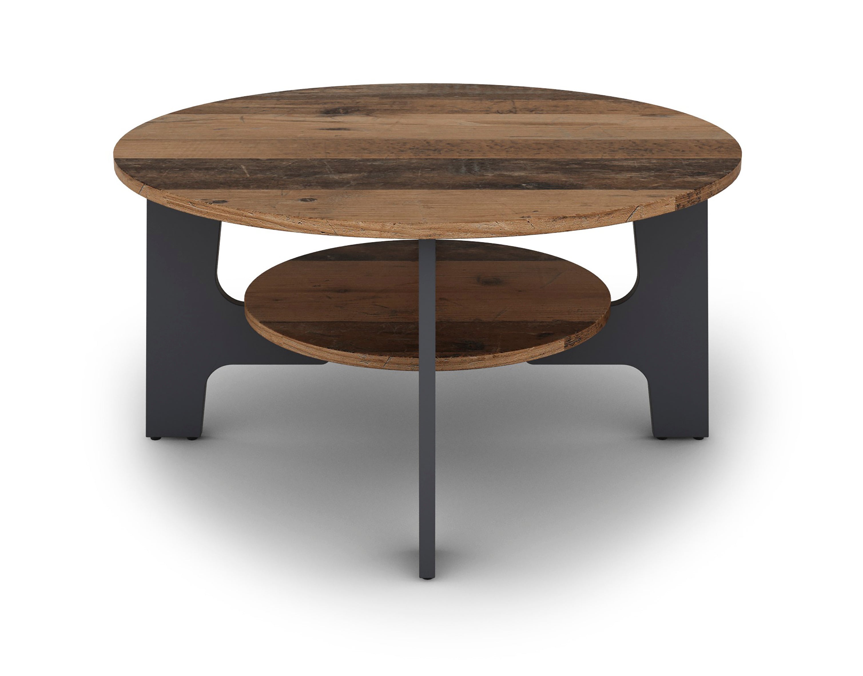 Couchtisch JONNY / Melamin anthrazit, weiß, Artisan Eiche (Eiche-Optik) oder Old Wood (Altholz-Optik) / D 80, H 42,5 cm / mit praktischem Ablageboden