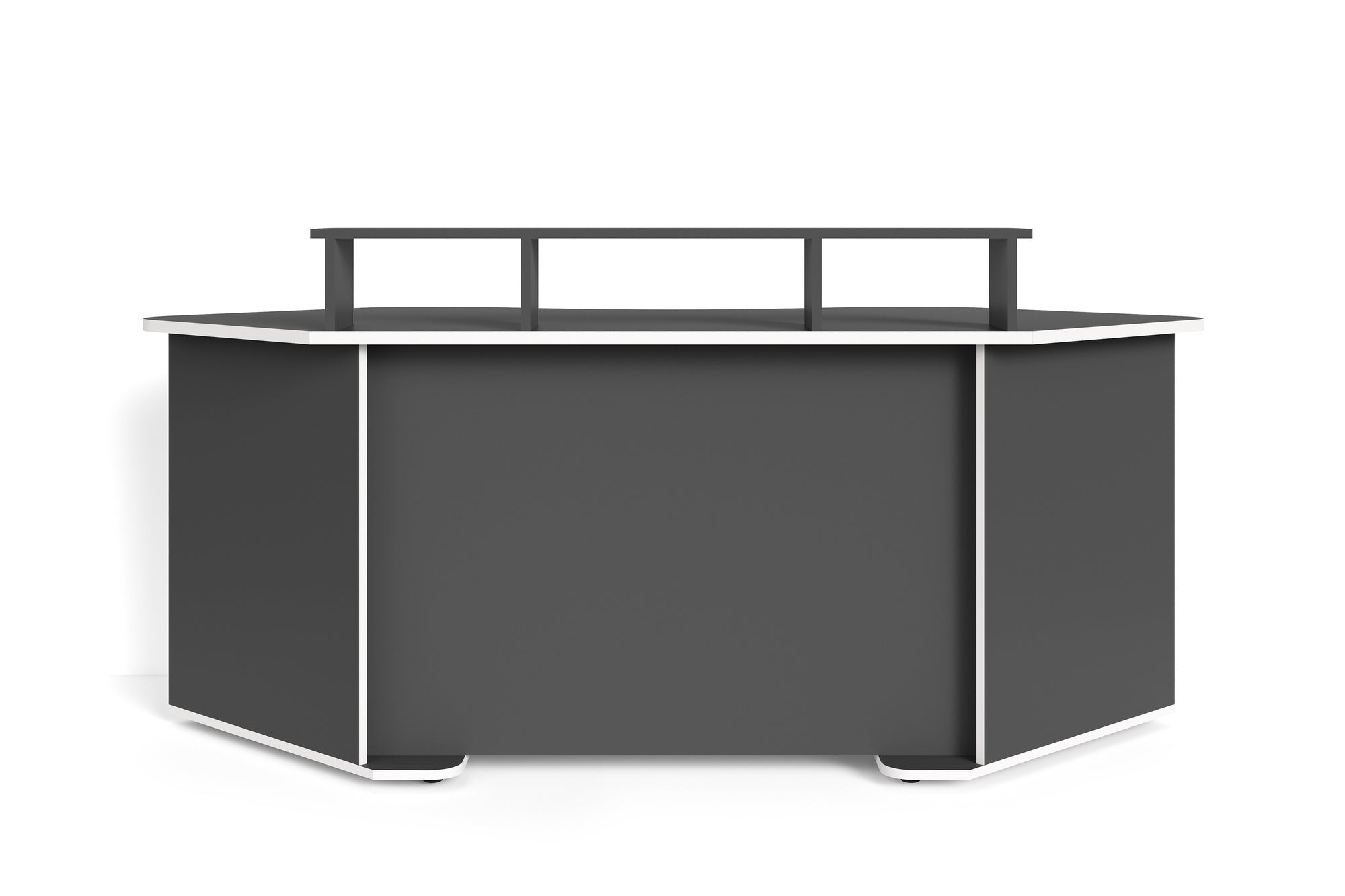Schreibtisch THANATOS / Gaming-Tisch in Schwarz mit Kanten in rot, weiß oder schwarz / Eck-Schreibtisch mit viel Stauraum und XXL Tischplatte / Computer-Tisch / mit Ausatz / 198x76x85cm (BxHxT)