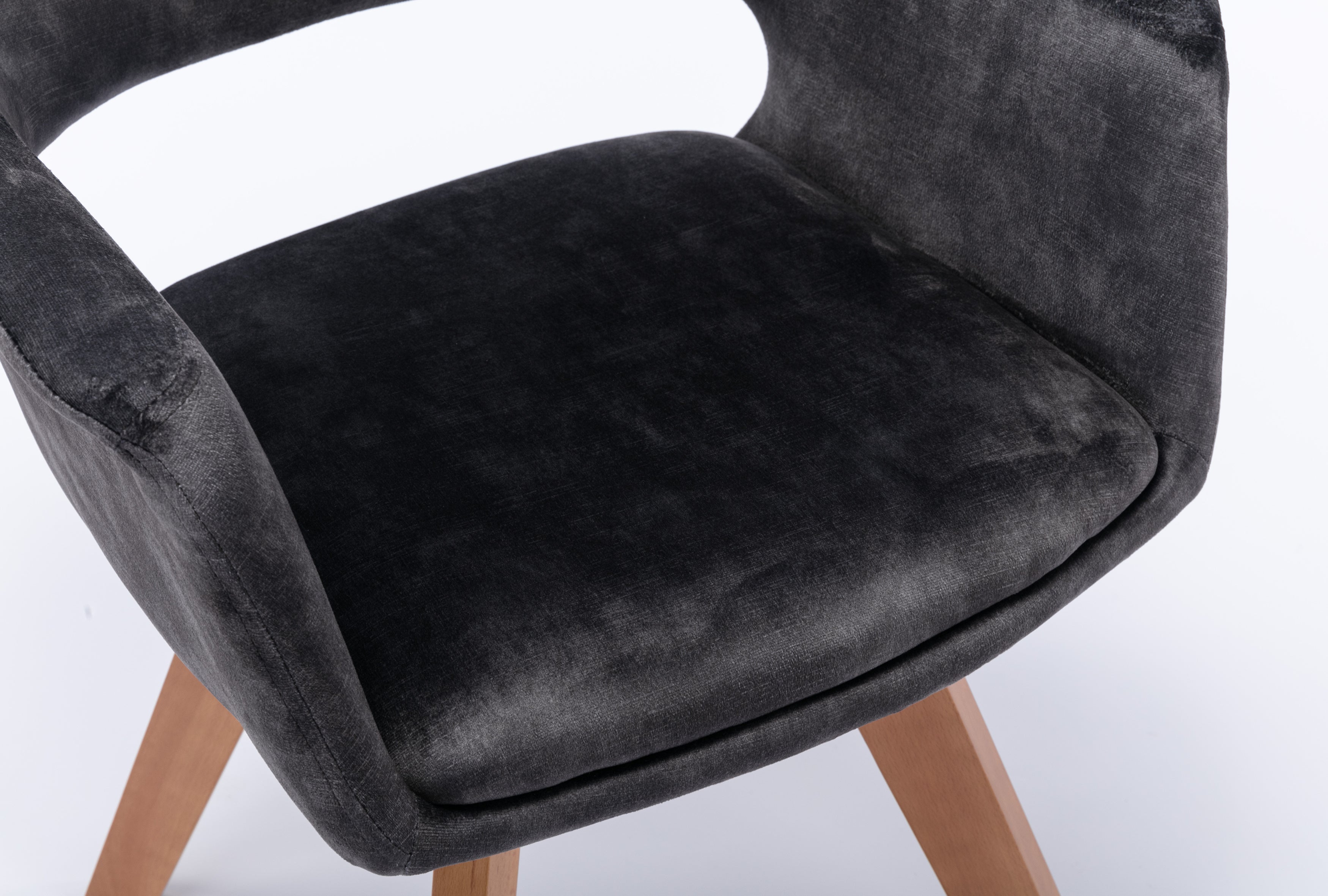 Esszimmerstuhl 2er Set KLARA / Vintage-Samt anthrazit / Gestell Massivholz / Sitzschale 360° drehbar / Esszimmerstuhl / Küchenstuhl / B 52, H 89, T 63,5 cm