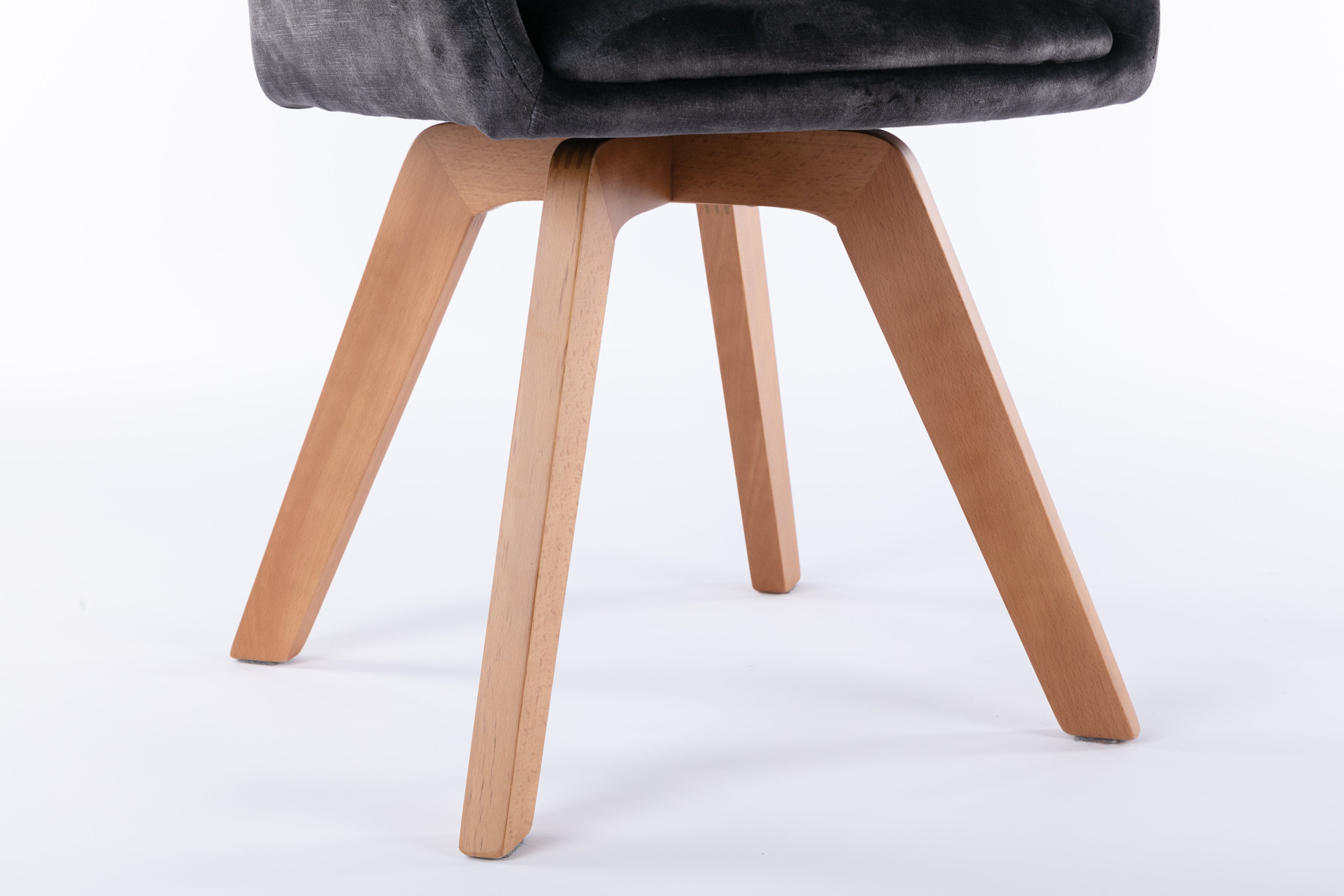 Esszimmerstuhl 2er Set KLARA / Vintage-Samt anthrazit / Gestell Massivholz / Sitzschale 360° drehbar / Esszimmerstuhl / Küchenstuhl / B 52, H 89, T 63,5 cm