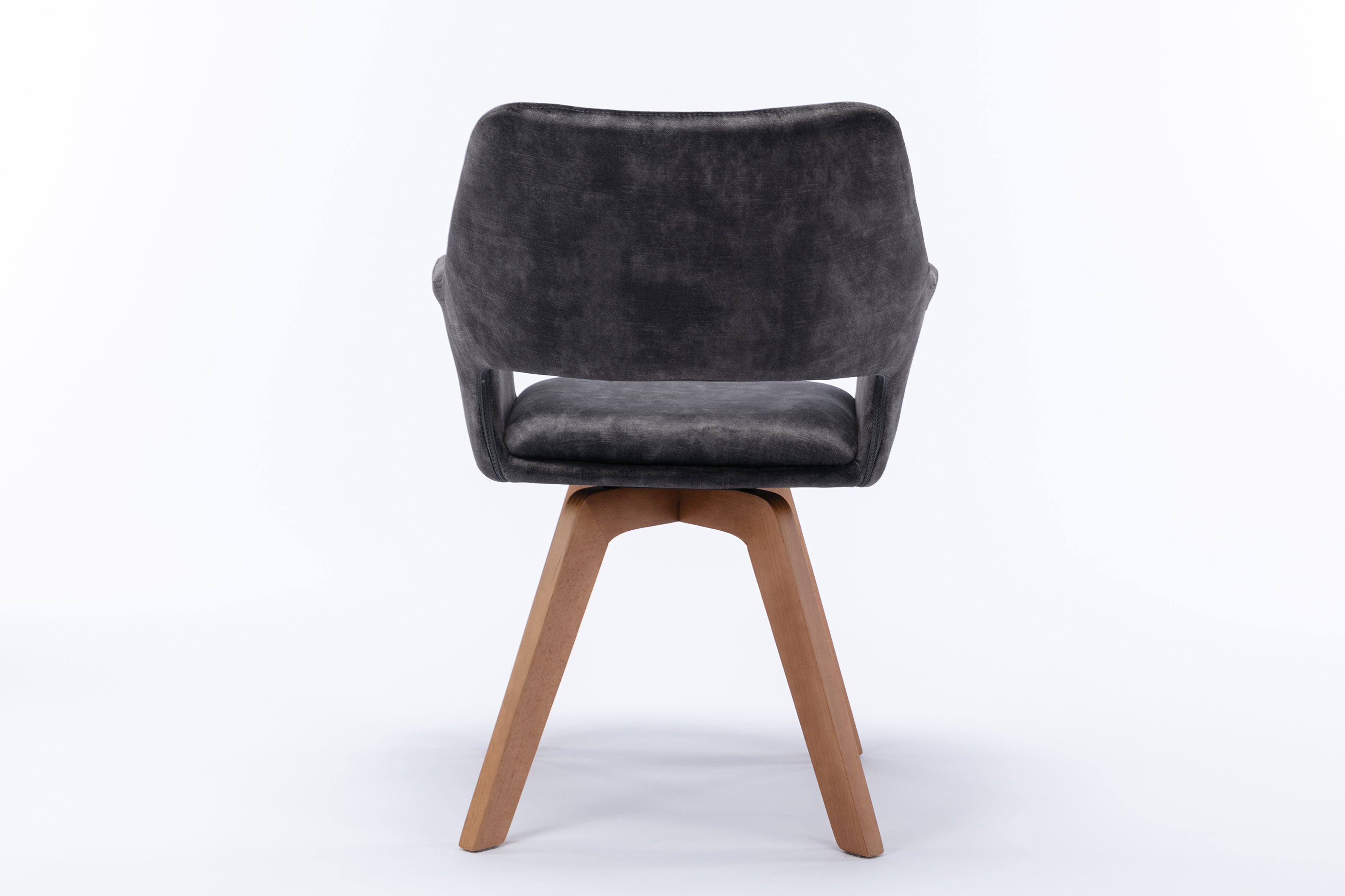 Esszimmerstuhl 2er Set KLARA / Vintage-Samt anthrazit / Gestell Massivholz / Sitzschale 360° drehbar / Esszimmerstuhl / Küchenstuhl / B 52, H 89, T 63,5 cm