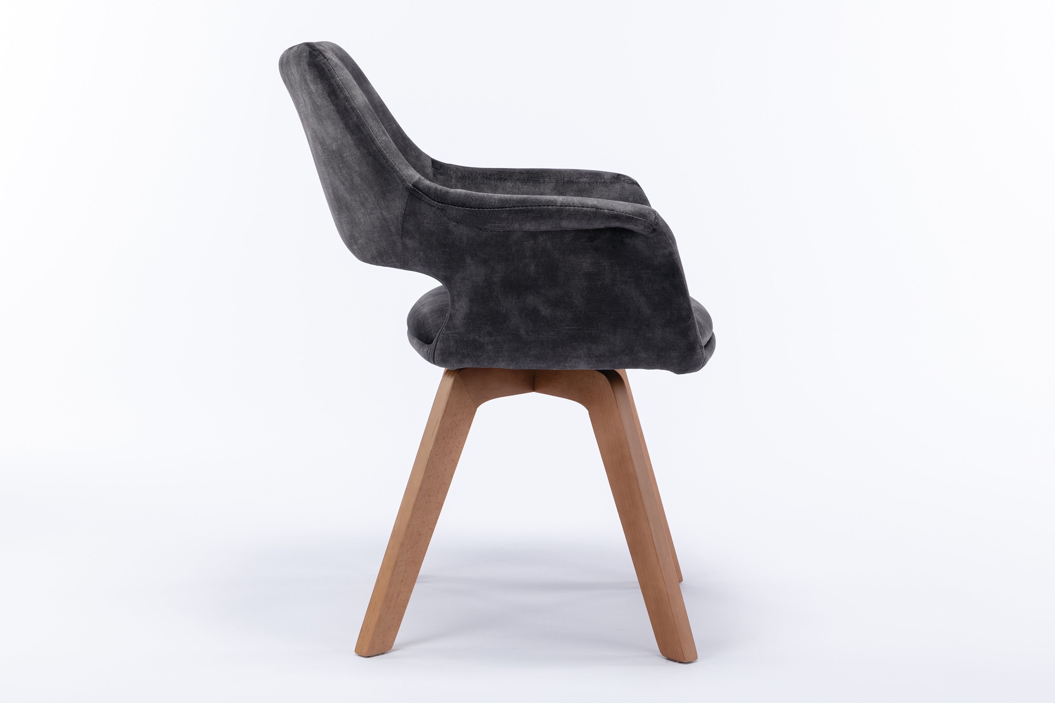 Esszimmerstuhl 2er Set KLARA / Vintage-Samt anthrazit / Gestell Massivholz / Sitzschale 360° drehbar / Esszimmerstuhl / Küchenstuhl / B 52, H 89, T 63,5 cm