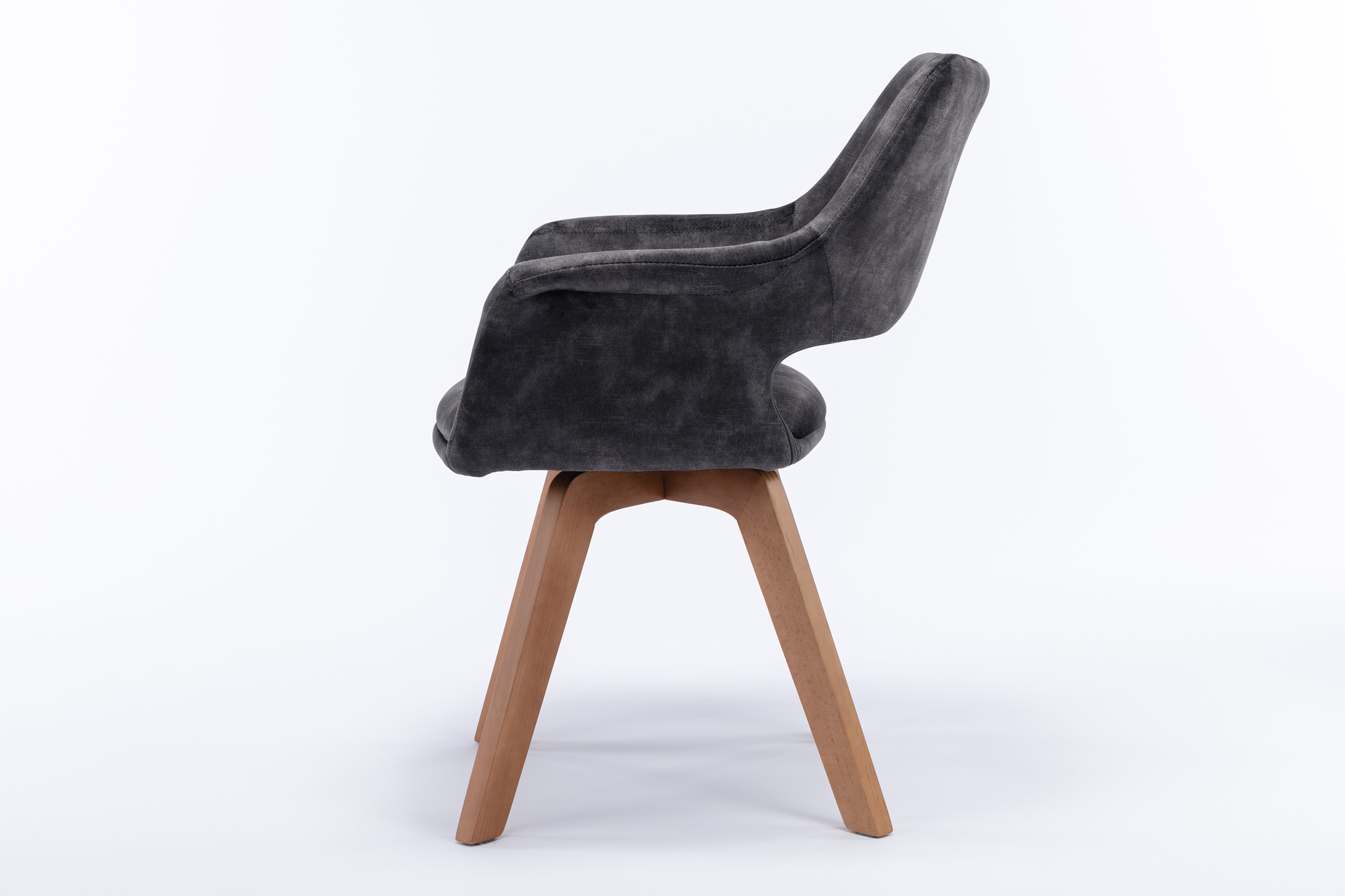 Esszimmerstuhl 2er Set KLARA / Vintage-Samt anthrazit / Gestell Massivholz / Sitzschale 360° drehbar / Esszimmerstuhl / Küchenstuhl / B 52, H 89, T 63,5 cm