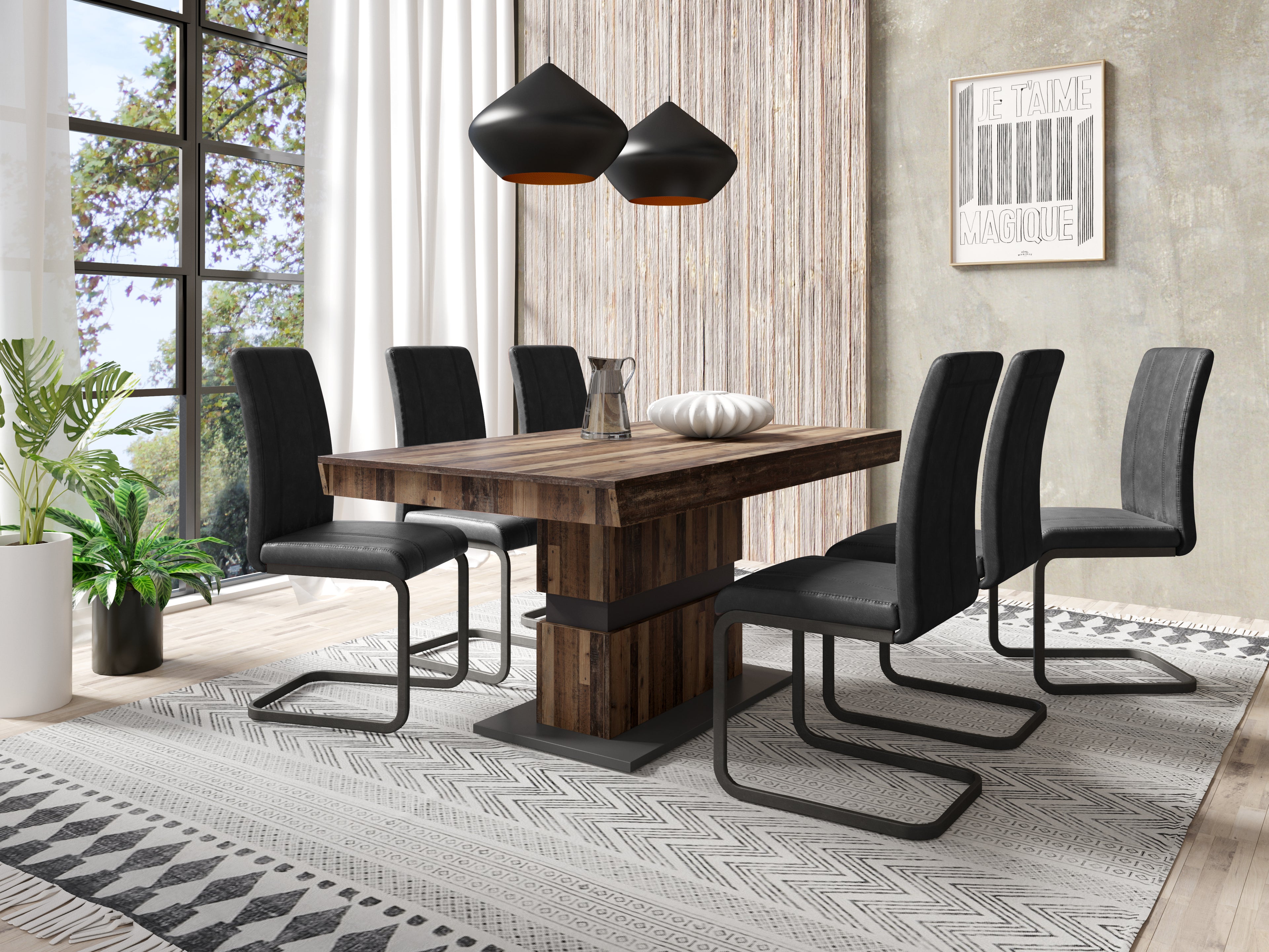 Esszimmertisch MATTHEW / Küchen-Tisch 140 cm mit Auszugsfunktion auf 195 cm / Auszugstisch Light Atelier oder Old Wood / Esstisch ausziehbar mit Einlegeplatte / 140-195 x 90, H 75 cm