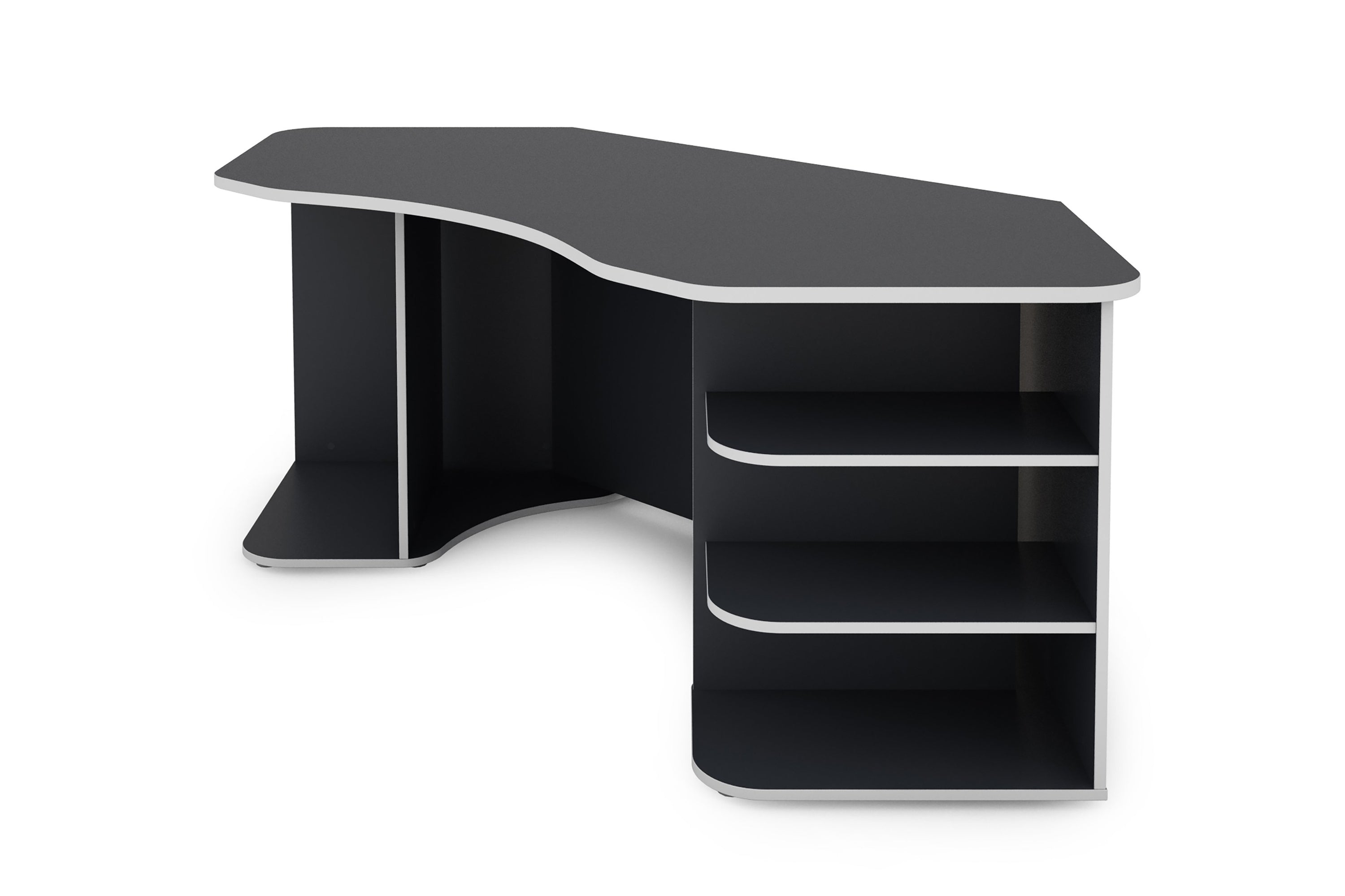 Schreibtisch THANATOS / Gaming-Tisch in anthrazit mit Kanten in rot, weiß oder anthrazit / Eck-Schreibtisch mit viel Stauraum und XXL Tischplatte / Computer-Tisch / PC / Arbeits-Tisch / 198x76x85cm (BxHxT)