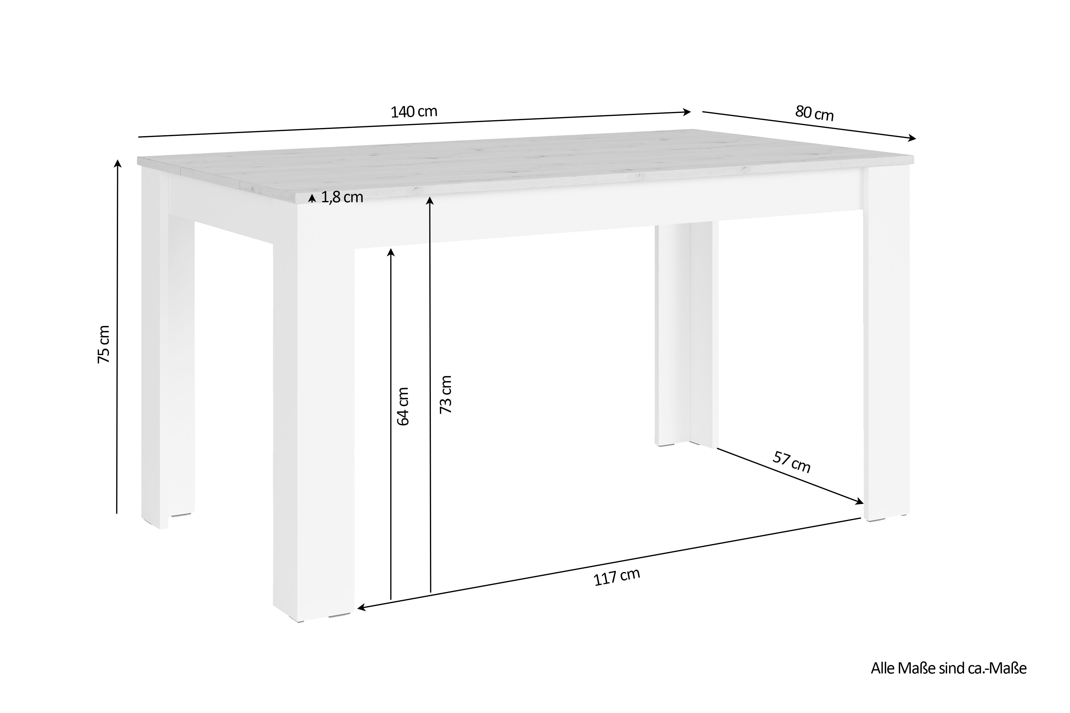 Esstisch NORI / Moderner Küchentisch in Eiche-Optik / Untergestell Melamin anthrazit oder weiß / Großer Tisch / Breite: 120, 140 oder 160 cm