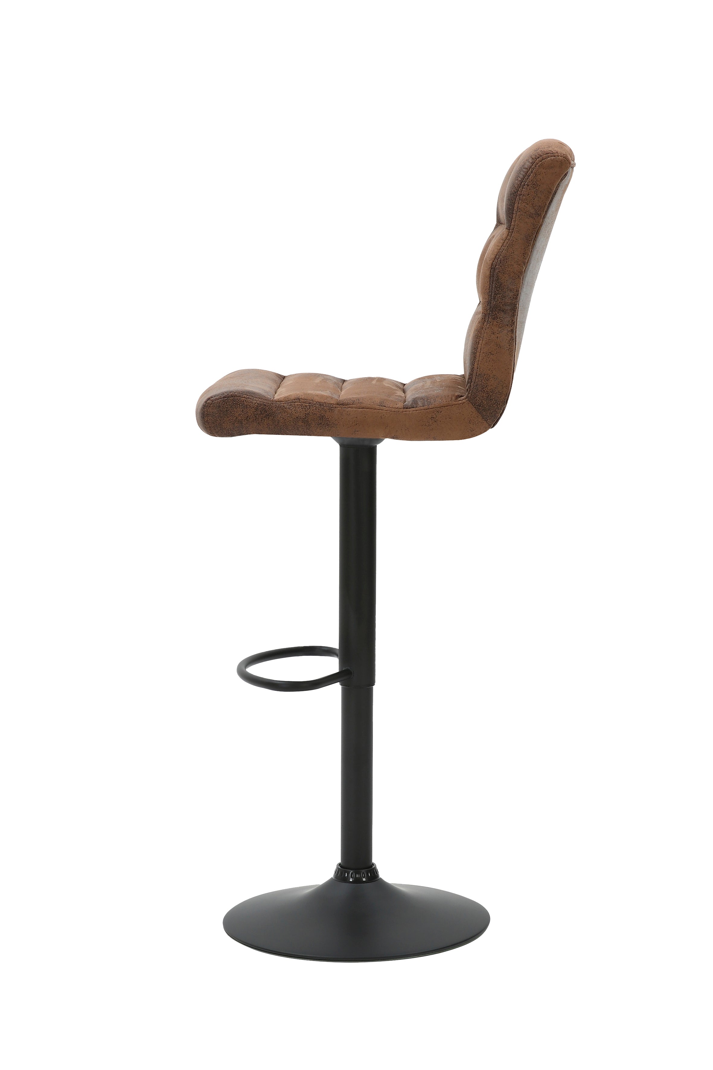 Barhocker 2er Set Phil / Vintage-Bezug in braun / Gestell Metall schwarz / Barstuhl / Tresenhocker / bis 110 kg / B 42, H 98-120, T 51 cm