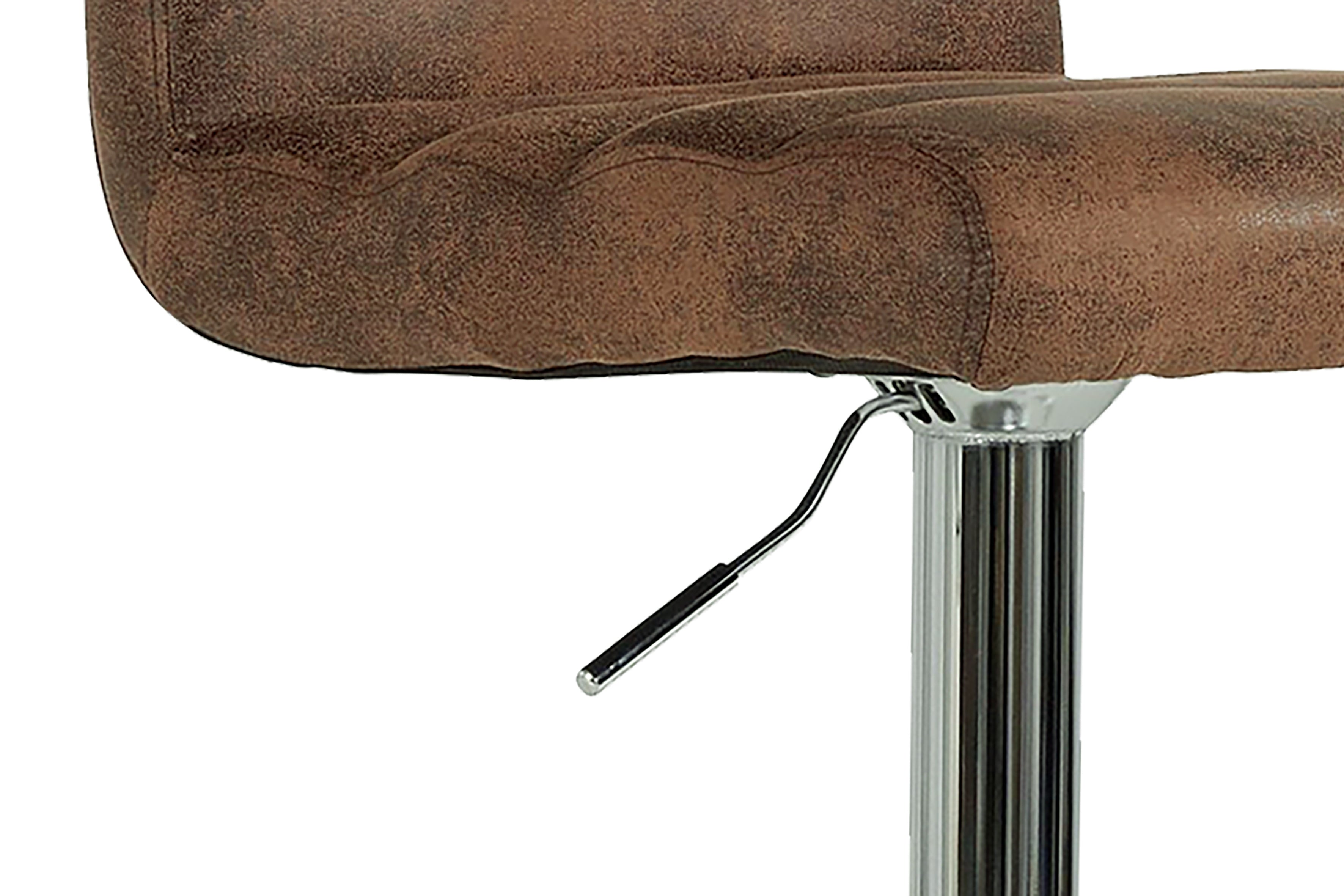 Barhocker 2er Set Phil / Vintage-Bezug in braun / Gestell verchromt / Barstuhl / Tresenhocker / bis 110 kg / B 42, H 98-120, T 51 cm