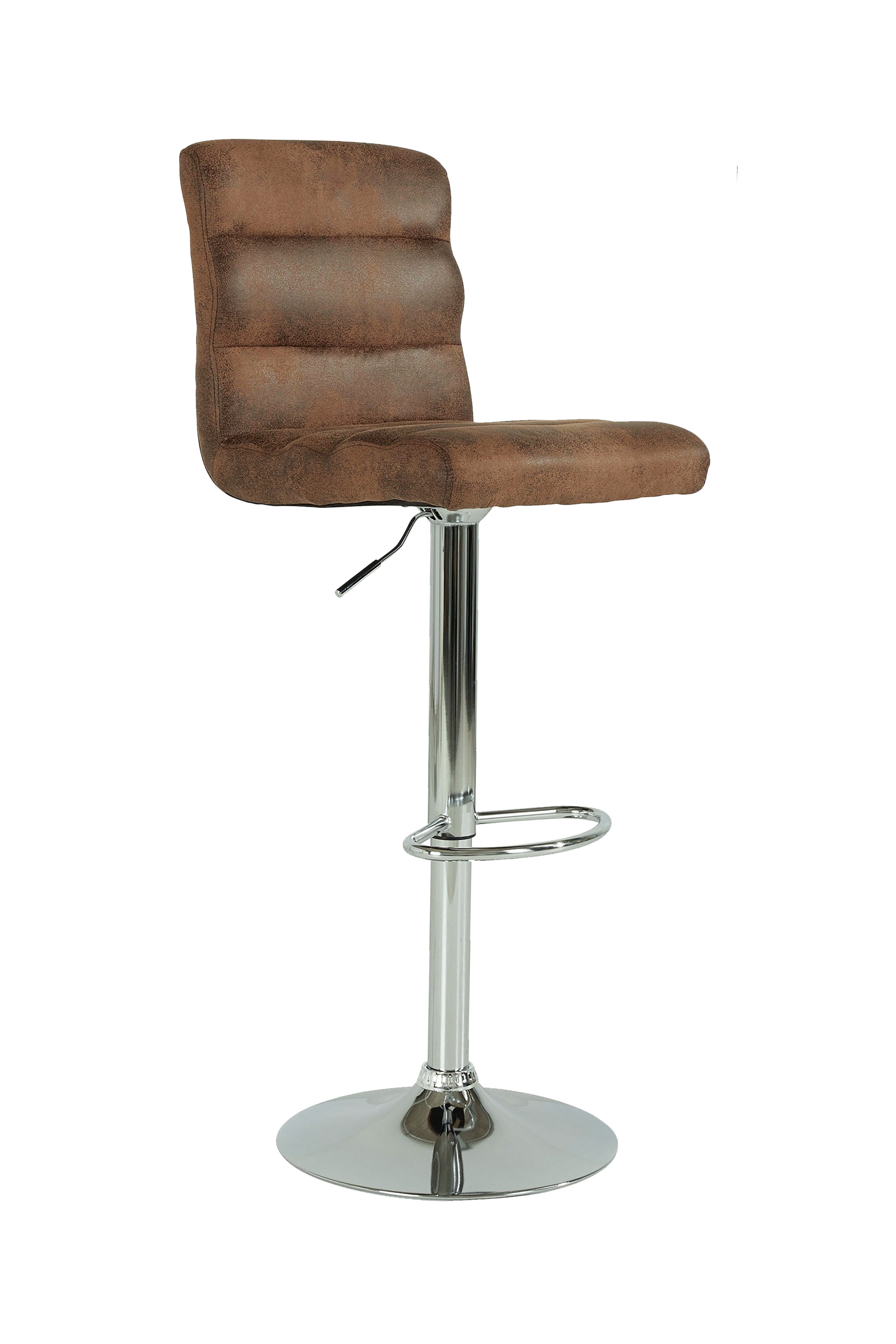 Barhocker 2er Set Phil / Vintage-Bezug in braun / Gestell verchromt / Barstuhl / Tresenhocker / bis 110 kg / B 42, H 98-120, T 51 cm