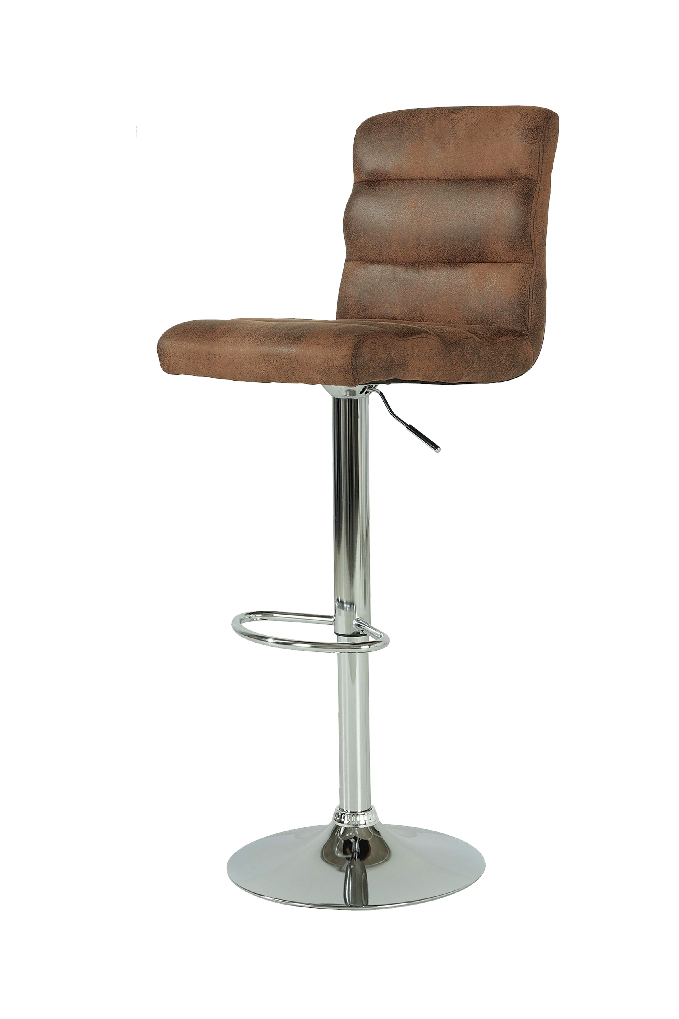 Barhocker 2er Set Phil / Vintage-Bezug in braun / Gestell verchromt / Barstuhl / Tresenhocker / bis 110 kg / B 42, H 98-120, T 51 cm