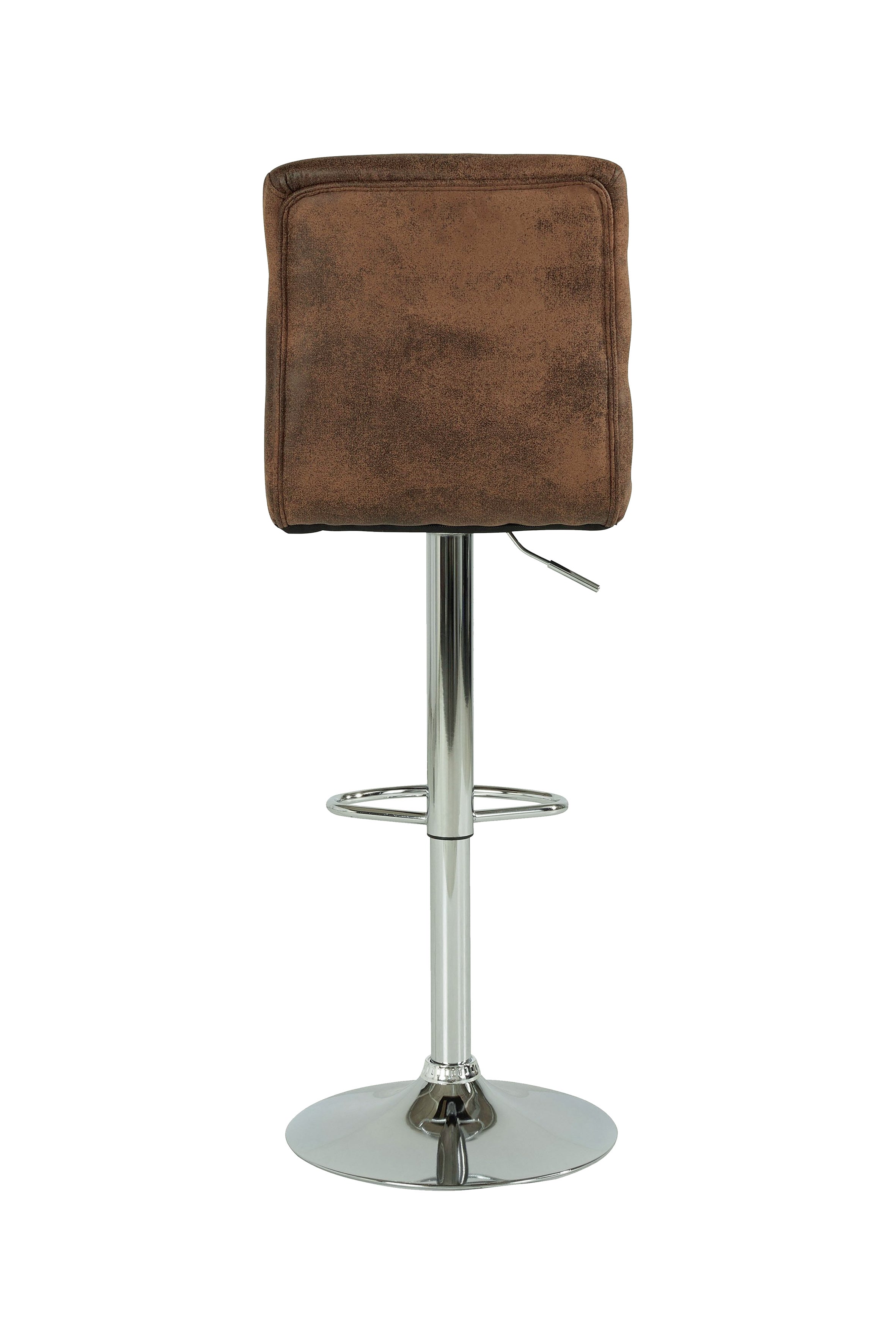 Barhocker 2er Set Phil / Vintage-Bezug in braun / Gestell verchromt / Barstuhl / Tresenhocker / bis 110 kg / B 42, H 98-120, T 51 cm