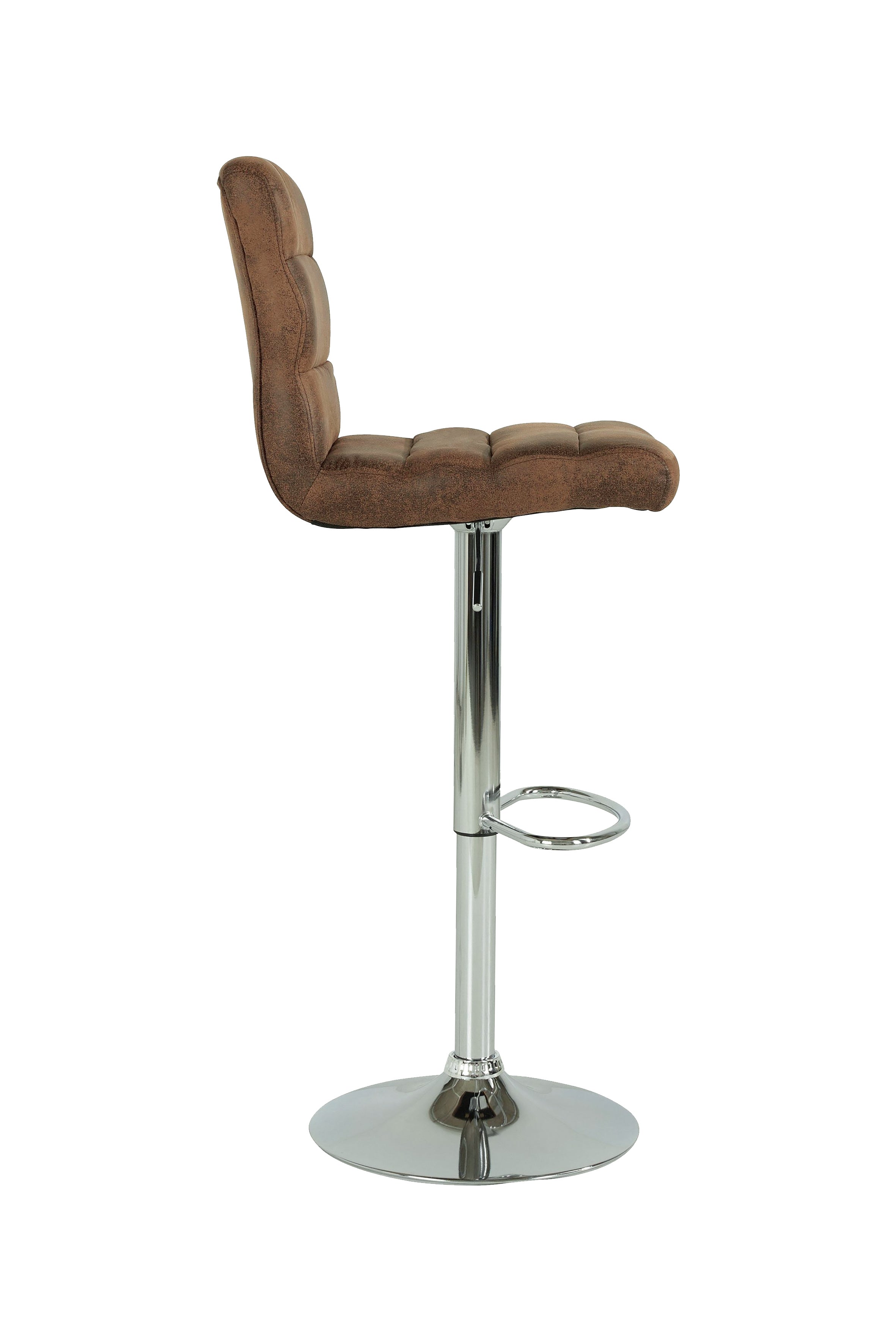 Barhocker 2er Set Phil / Vintage-Bezug in braun / Gestell verchromt / Barstuhl / Tresenhocker / bis 110 kg / B 42, H 98-120, T 51 cm