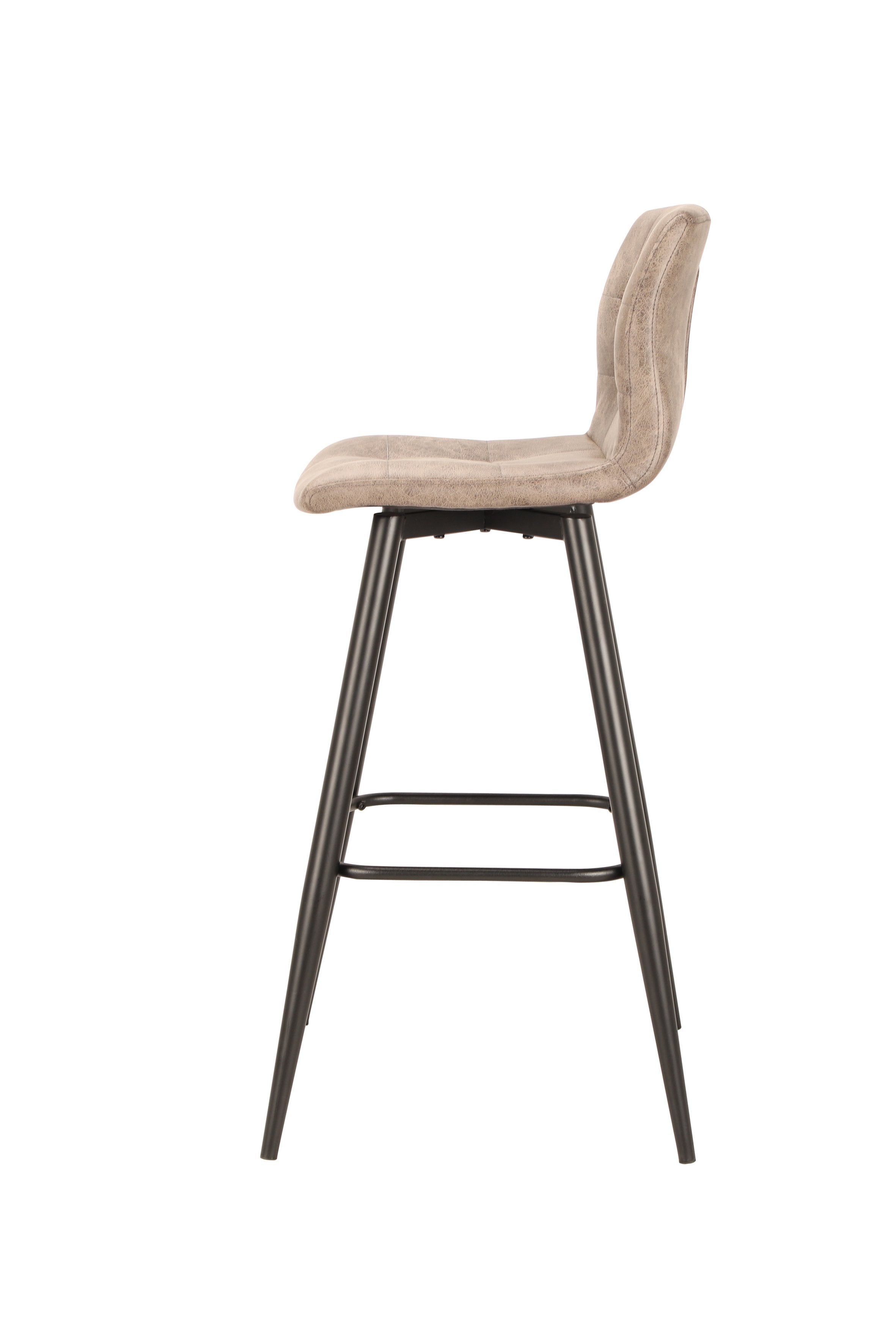 Barhocker SIMONE / Moderner Barhocker in Vintage braun oder Webstoff anthrazit / mit Rückenlehne / Gestell pulverbeschichtet in schwarz / B 42, H 103, T 51 cm