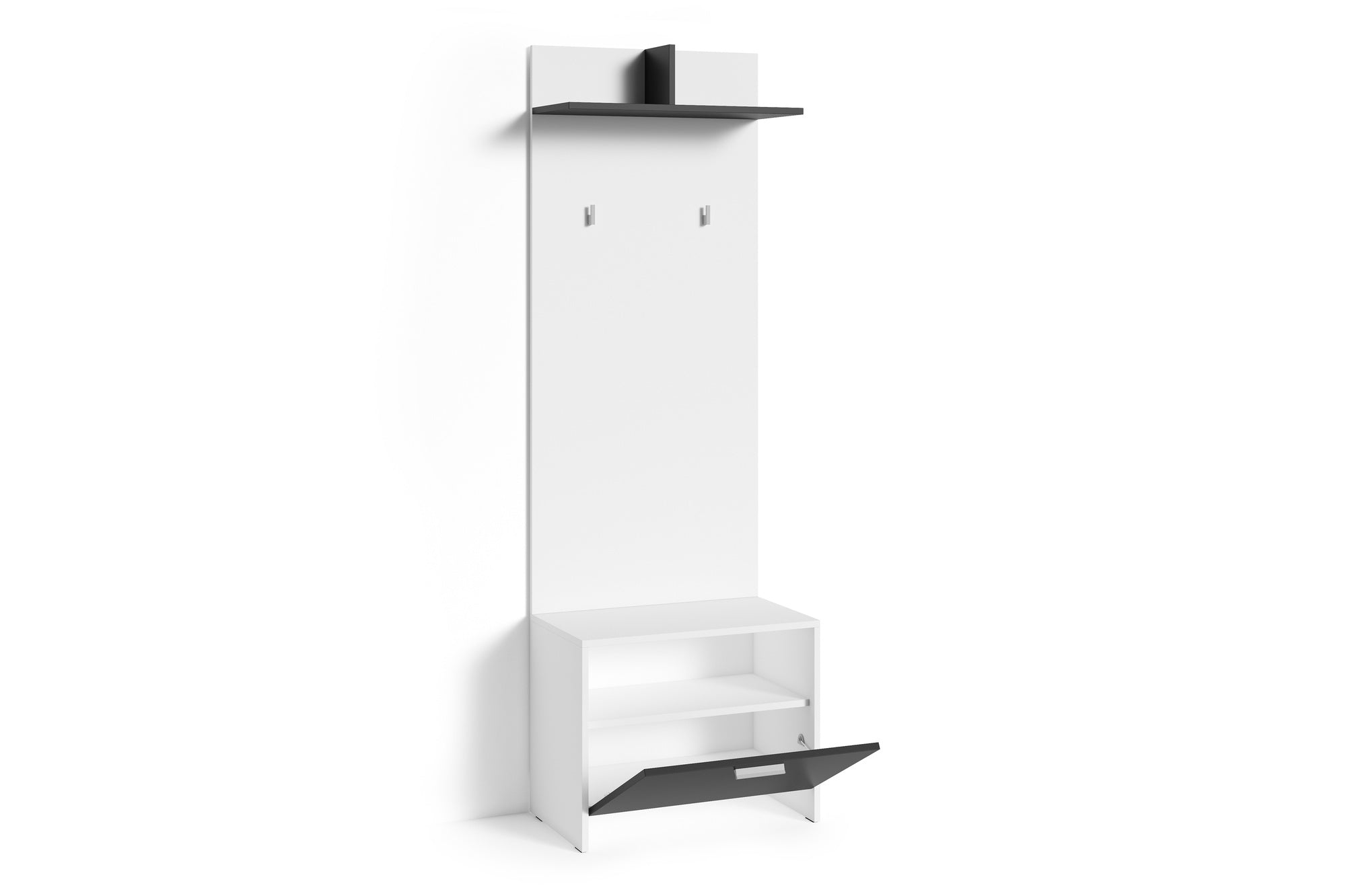 Wandpaneele BEN / Garderobe in Artisan Eiche (Eiche-Optik), Old Wood (Altholz-Optik) oder weiß / mit zwei Kleiderhaken und Hutablage / Flurgarderobe für die Wand / B 60, H 136, T 27 cm