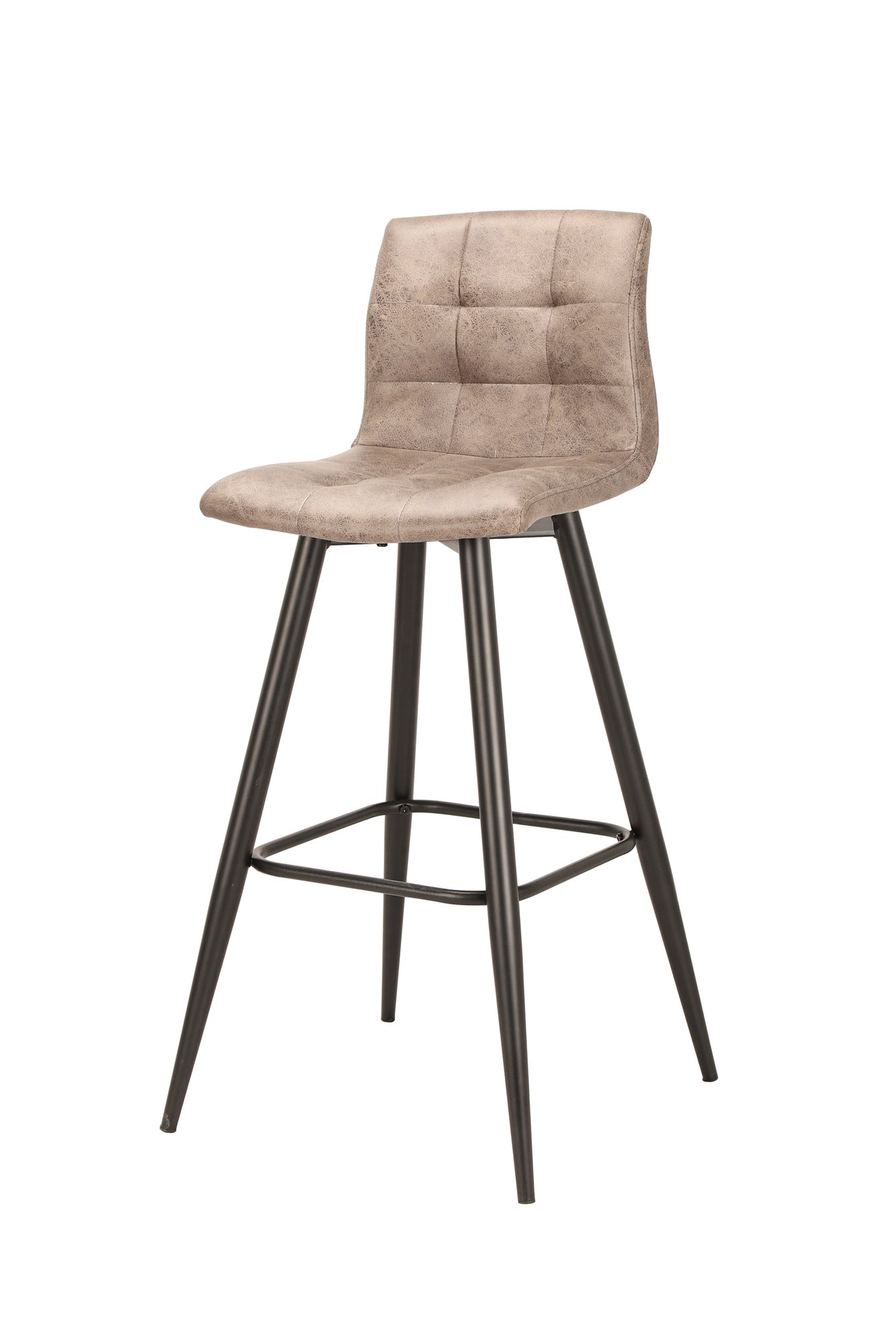 Barhocker SIMONE / Moderner Barhocker in Vintage braun oder Webstoff anthrazit / mit Rückenlehne / Gestell pulverbeschichtet in schwarz / B 42, H 103, T 51 cm