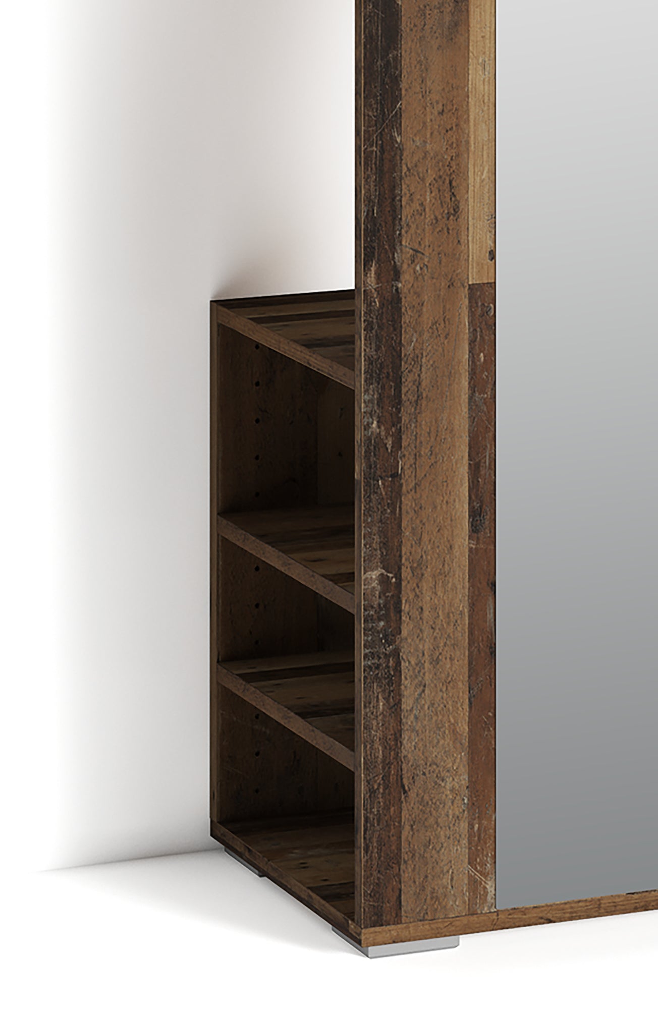 Flurgarderobe BEN / Garderobe Artisan Eiche (Eiche-Optik), Old Wood (Altholz-Optik), weiß oder anthrazit / mit Spiegel / Spiegelschrank für den Flur mit Kleiderstange und Ablage / B 40, H 184, T 35 cm