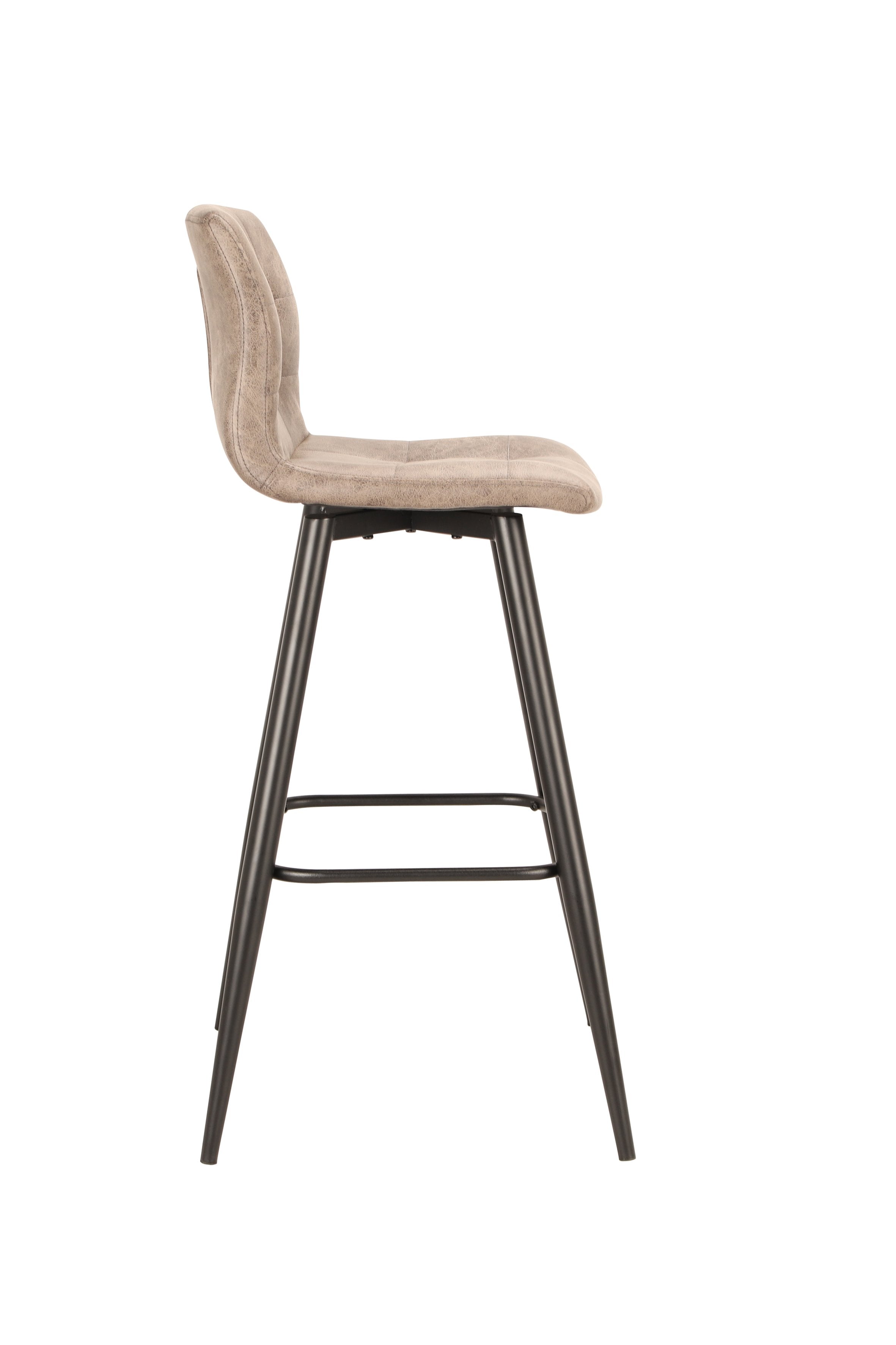 Barhocker SIMONE / Moderner Barhocker in Vintage braun oder Webstoff anthrazit / mit Rückenlehne / Gestell pulverbeschichtet in schwarz / B 42, H 103, T 51 cm