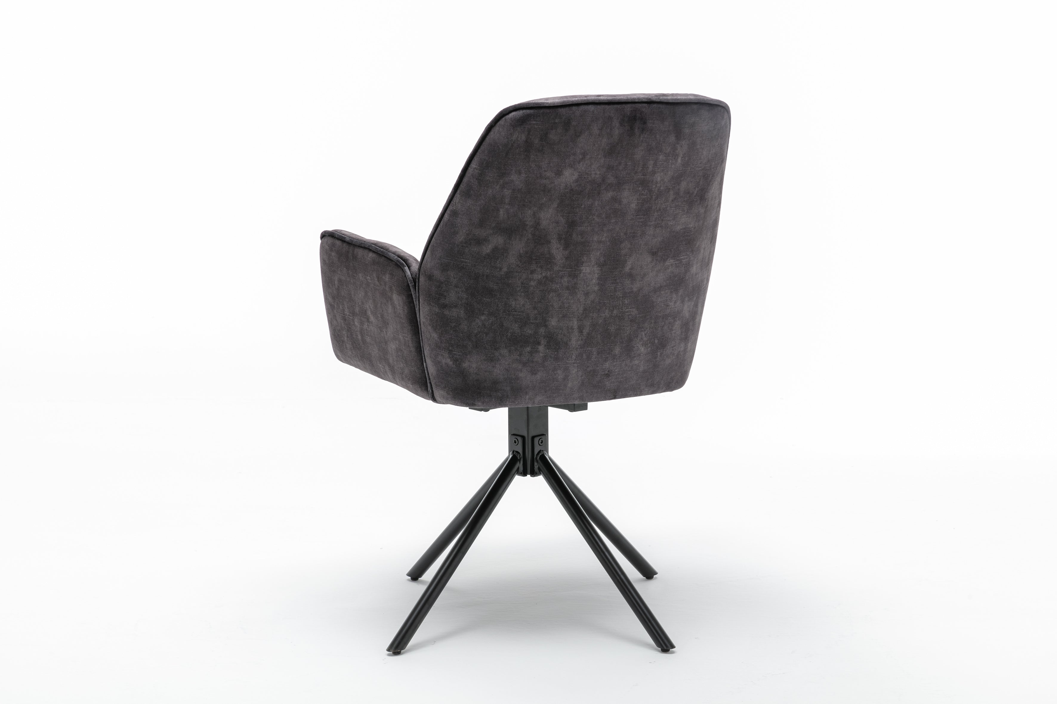 Esszimmerstuhl 2er Set SARINA/ Vintage-Samt anthrazit oder beige / Gestell Metall schwarz / Sitzschale 360° drehbar / Küchenstuhl / Armlehnstuhl / B 59,5, H 89, T 62 cm