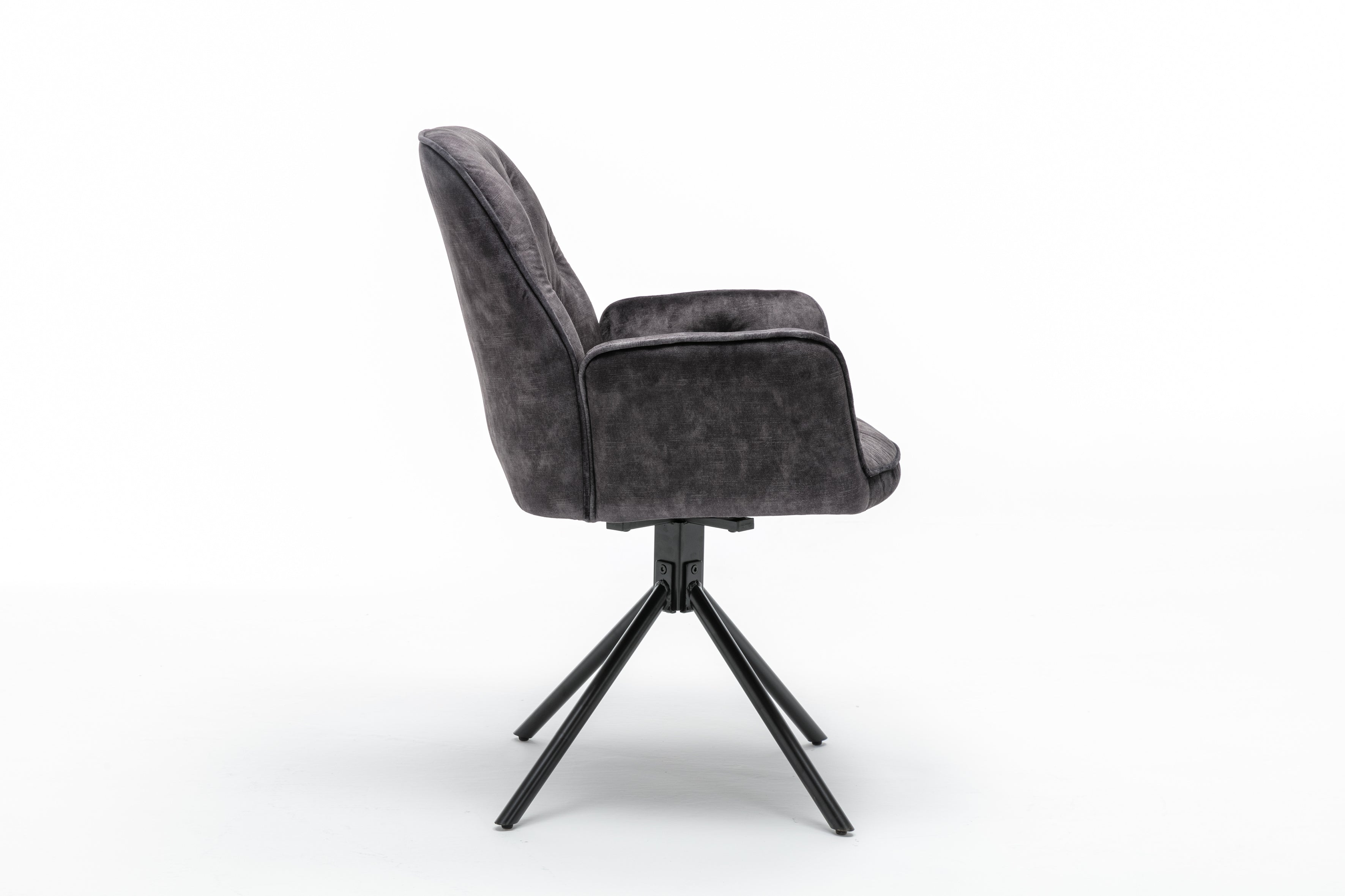 Esszimmerstuhl 2er Set SARINA/ Vintage-Samt anthrazit oder beige / Gestell Metall schwarz / Sitzschale 360° drehbar / Küchenstuhl / Armlehnstuhl / B 59,5, H 89, T 62 cm