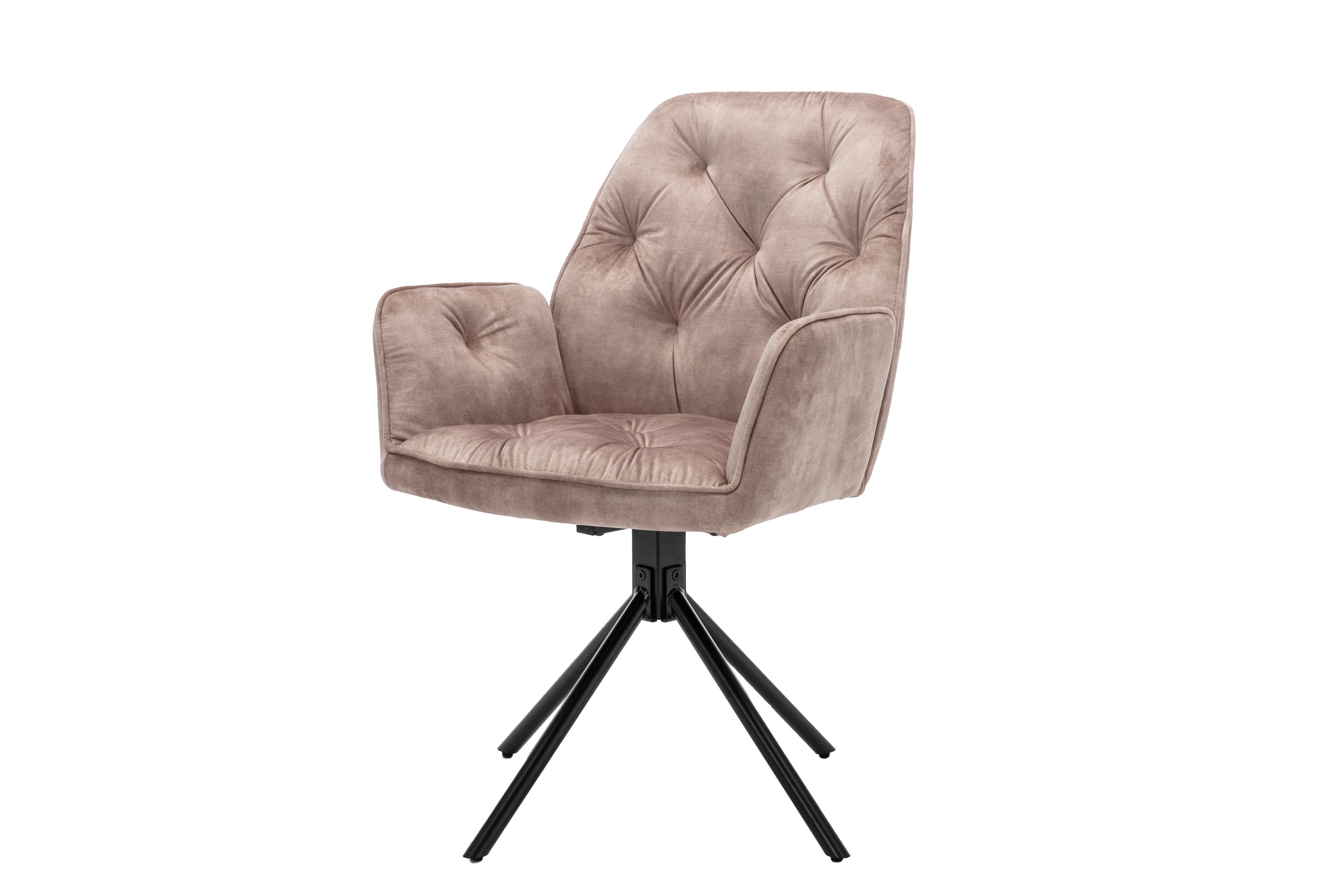 Esszimmerstuhl 2er Set SARINA/ Vintage-Samt anthrazit oder beige / Gestell Metall schwarz / Sitzschale 360° drehbar / Küchenstuhl / Armlehnstuhl / B 59,5, H 89, T 62 cm