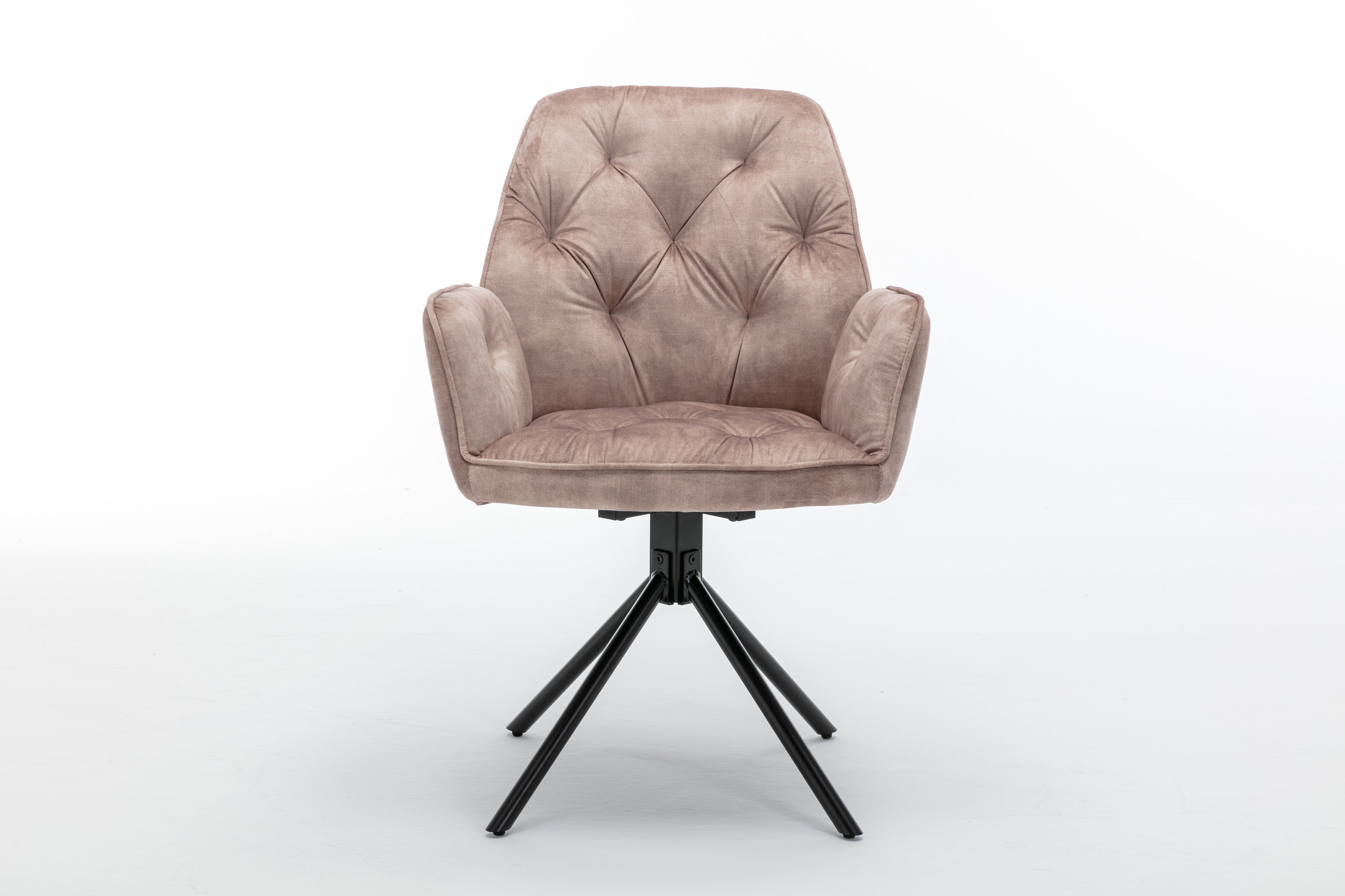 Esszimmerstuhl 2er Set SARINA/ Vintage-Samt anthrazit oder beige / Gestell Metall schwarz / Sitzschale 360° drehbar / Küchenstuhl / Armlehnstuhl / B 59,5, H 89, T 62 cm